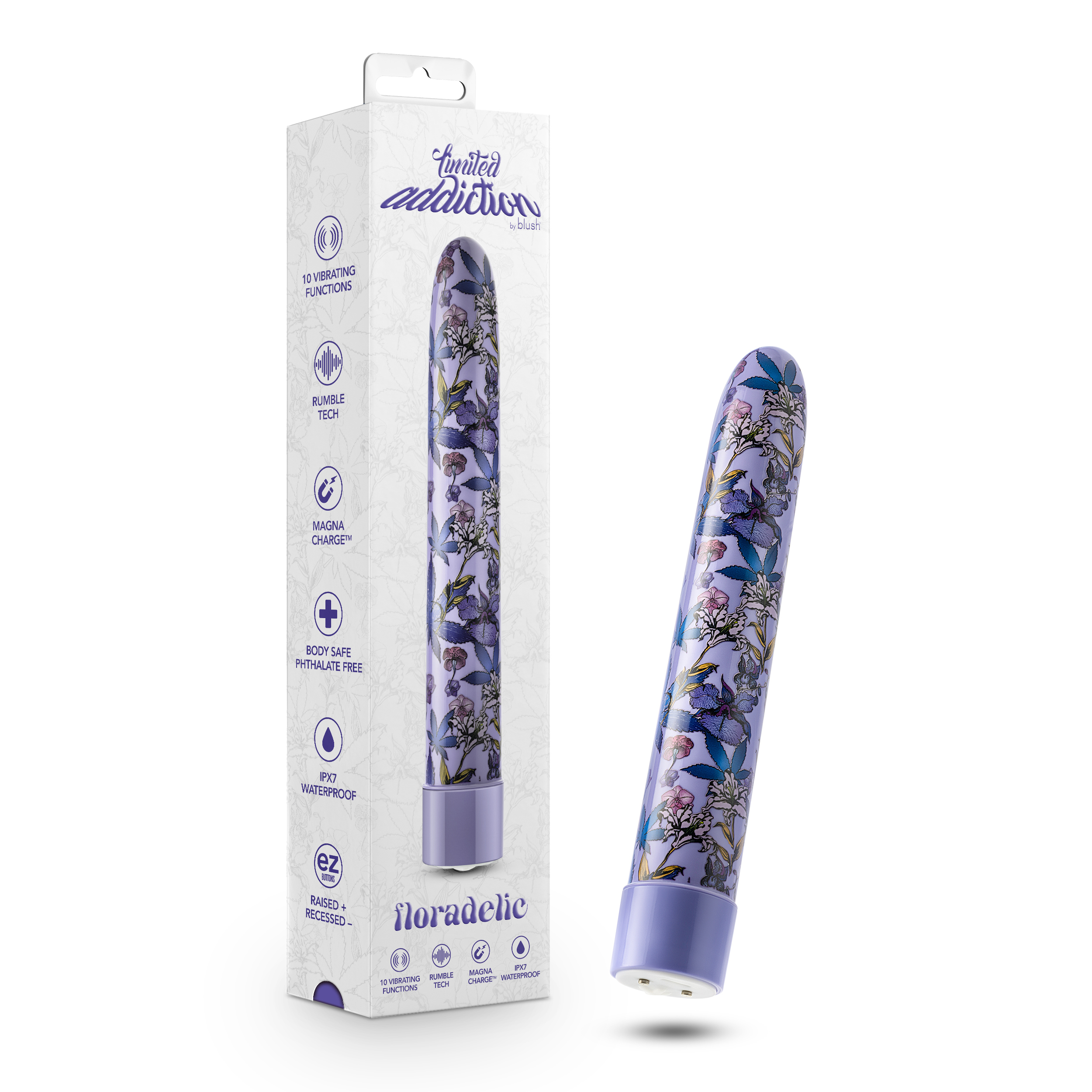 limited addiction floradelic  inch  rechargeable vibe purple 