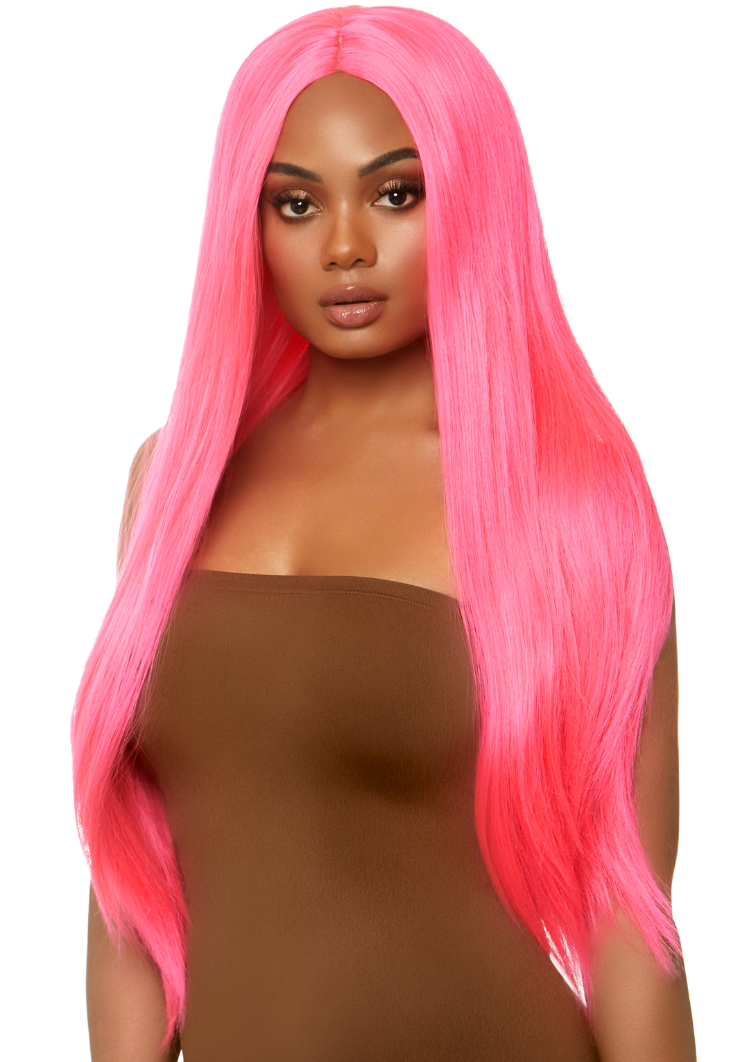 long straight wig  inch pink 