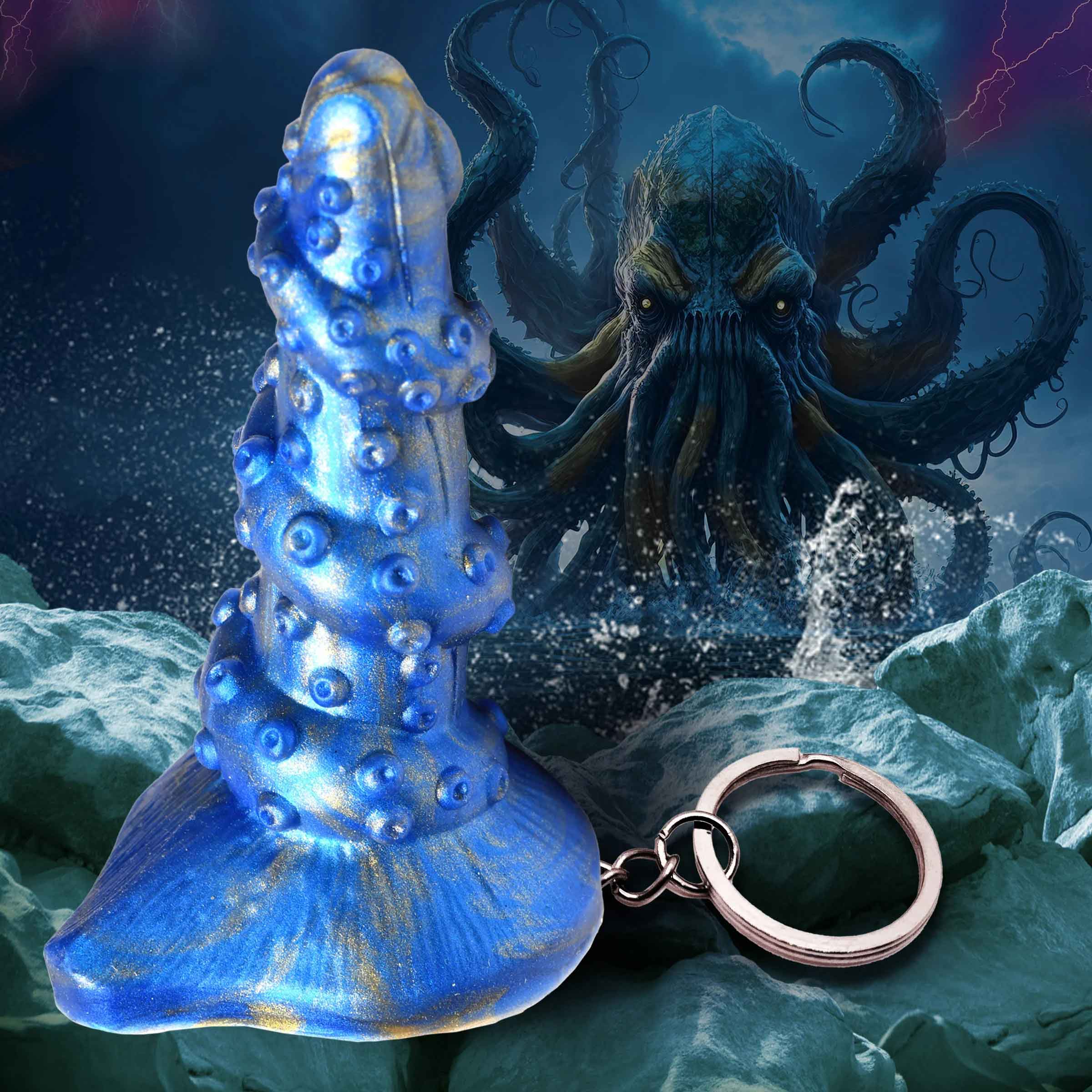 lord kraken keychain blue 