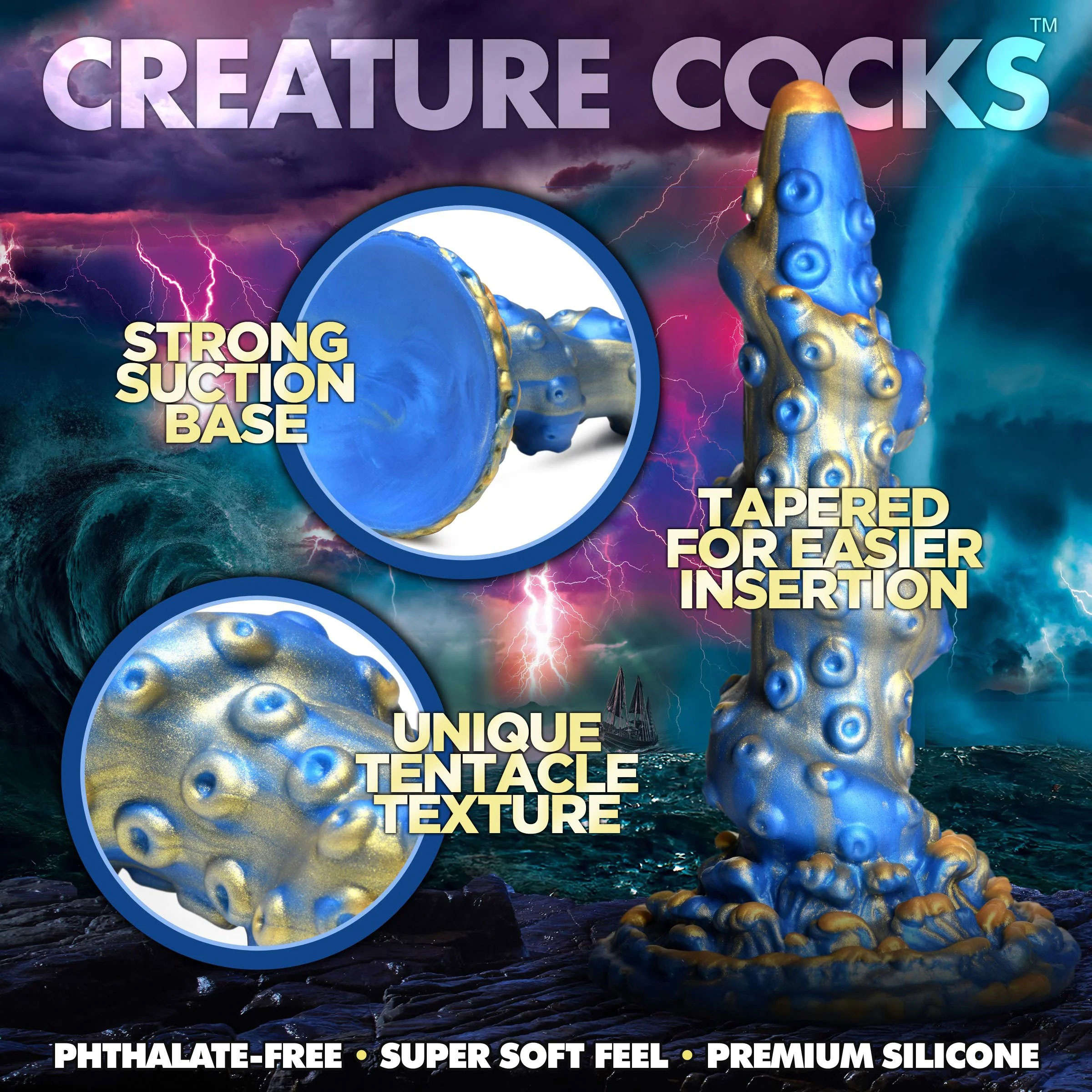 lord kraken tentacled silicone dildo blue 