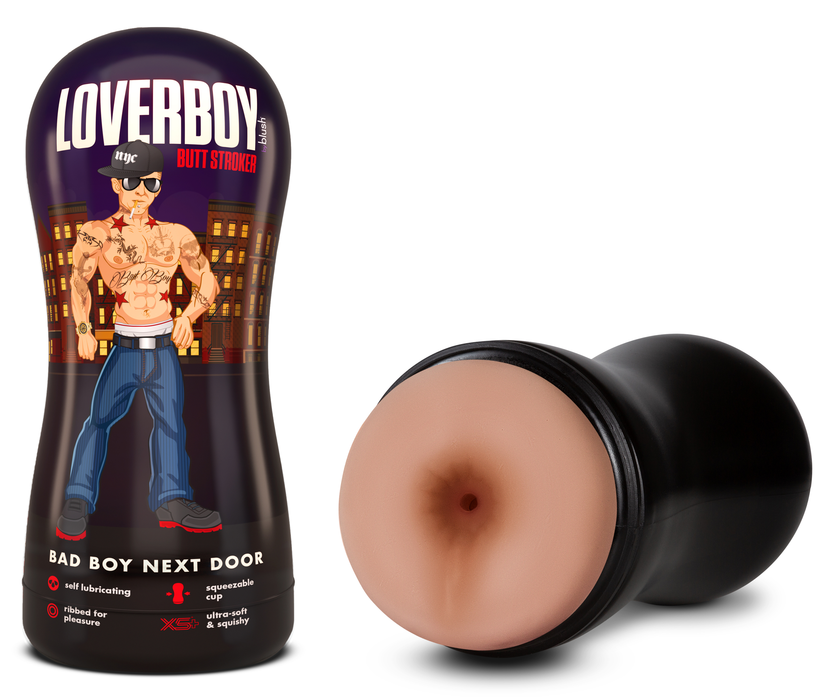 loverboy bad boy next door self lubricating  stroker beige 