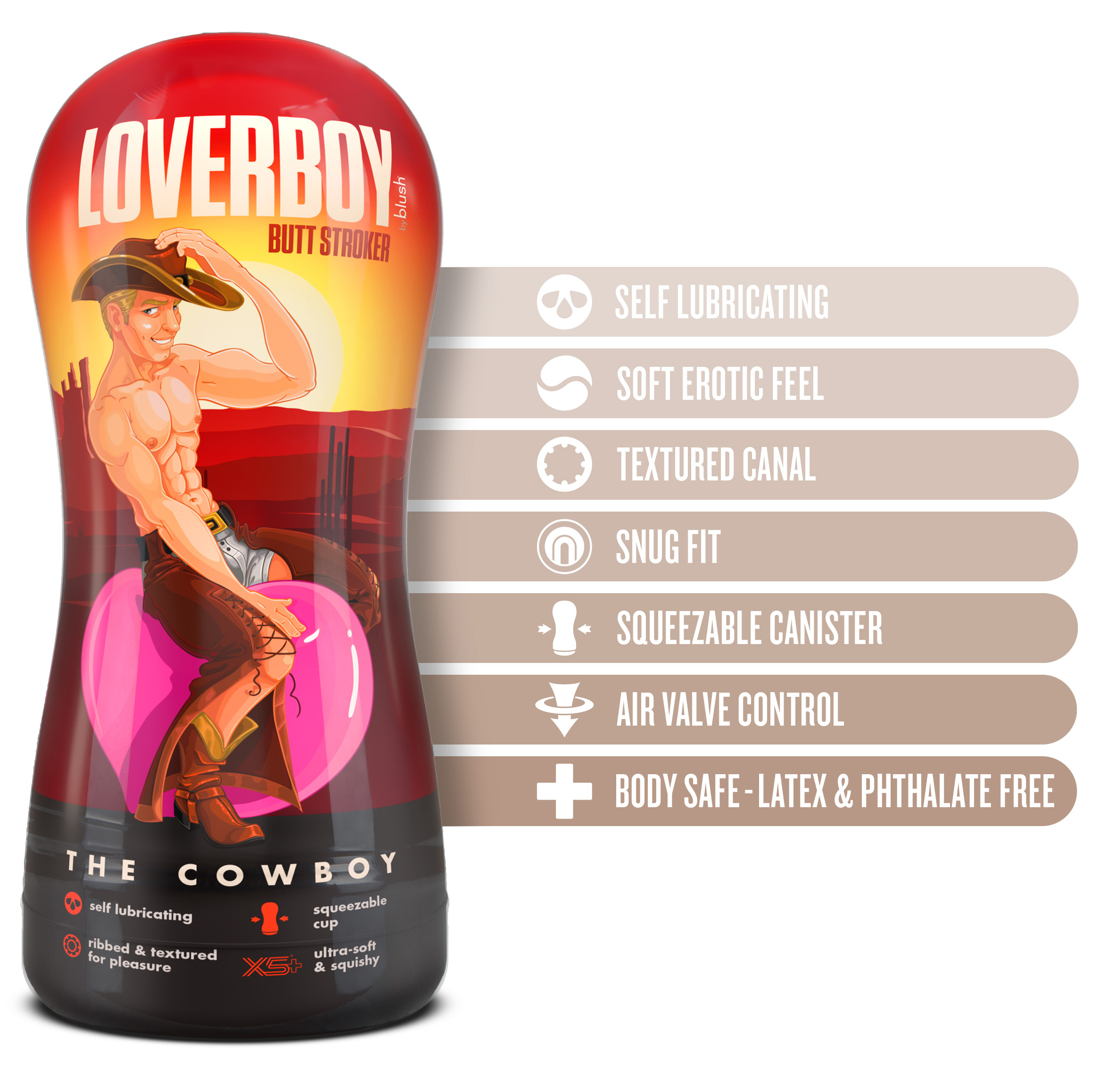 loverboy cowboy self lubricating stroker  beige 