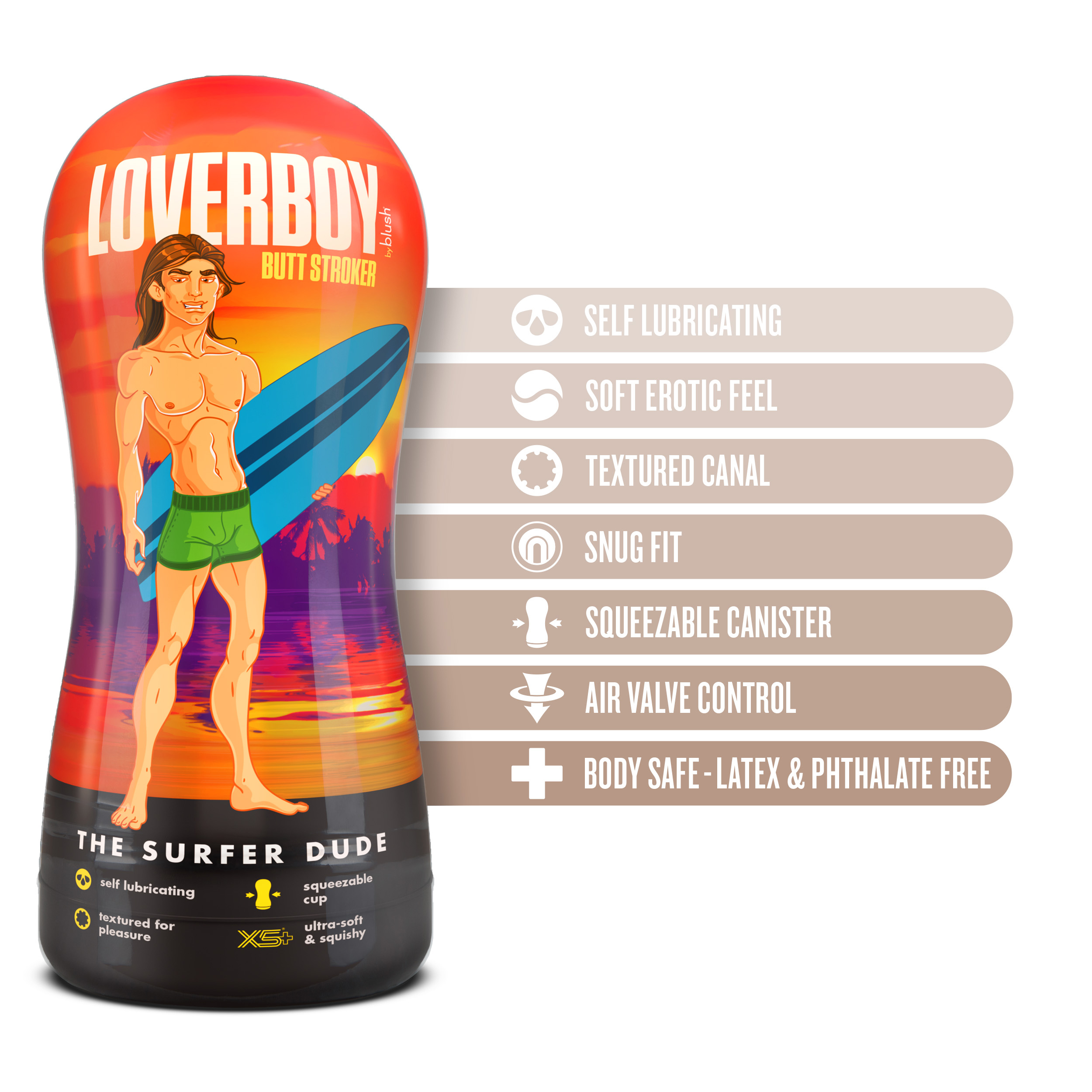 loverboy the surfer dude self lubricating stroker beige 