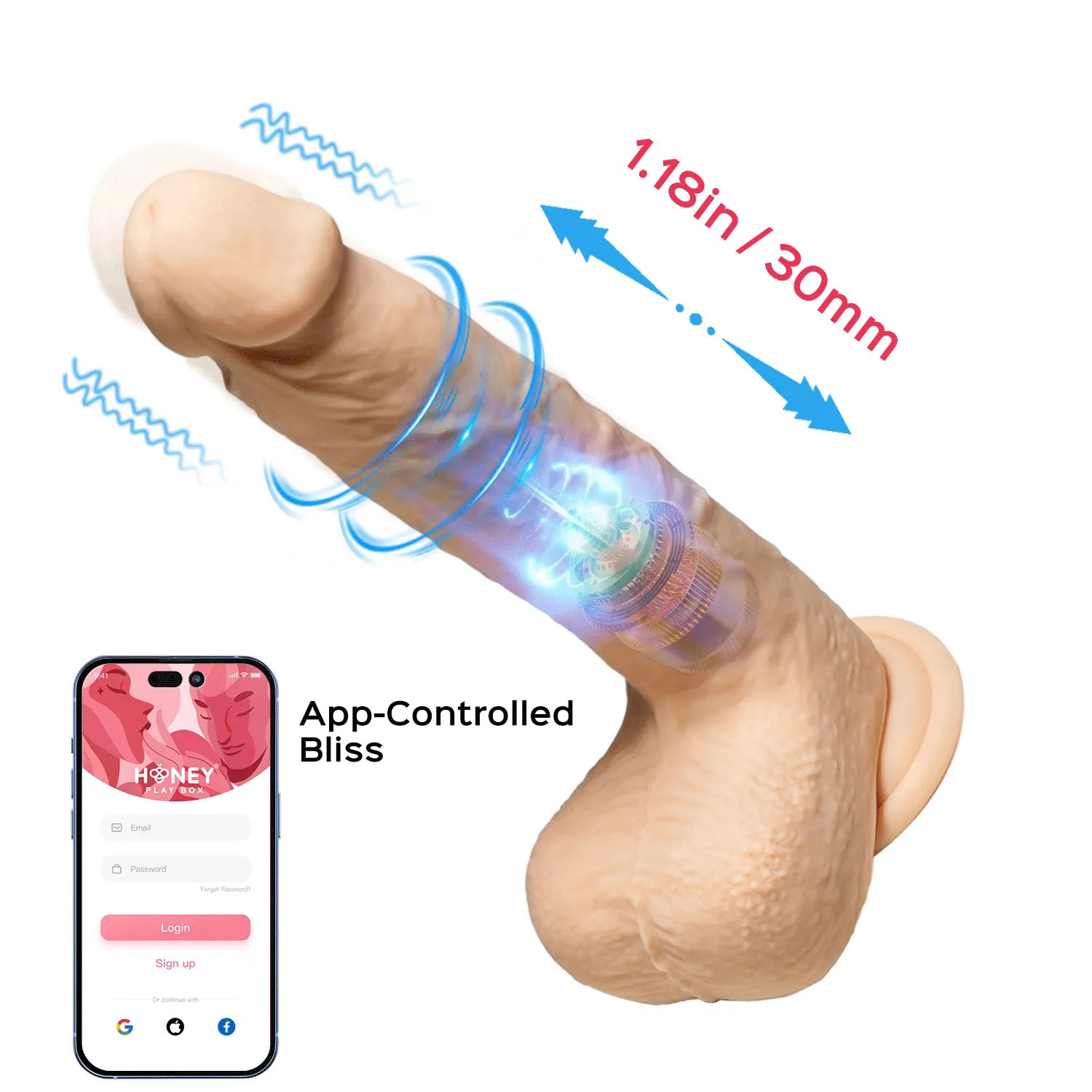 luis app controlled  real thrusting dildo with clit licker 