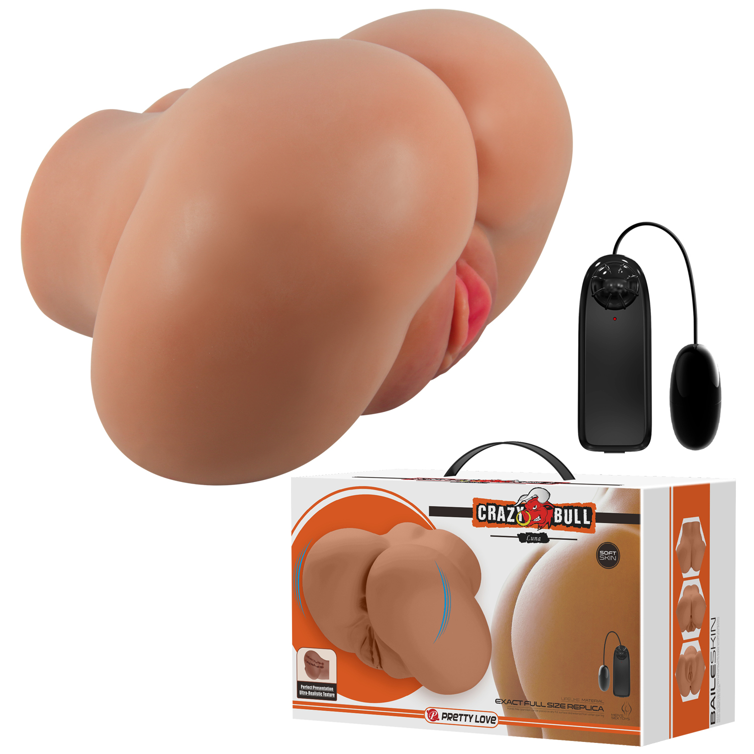 luna realistic vagina and ass vibrator tan 