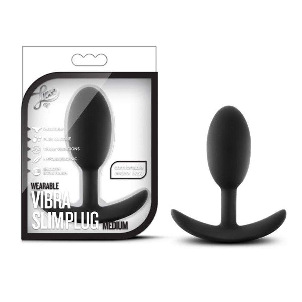 luxe wearable vibra slim plug medium black 