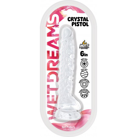Wet Dreams Crystal Pistol 6 Suction Cup Dildo Clear