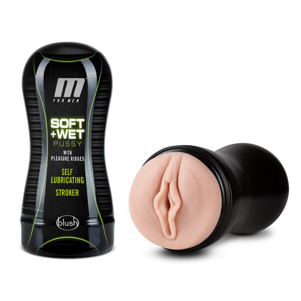 m for men soft and wet pussy with pleasure ridges self lubricating stroker cup vanilla 