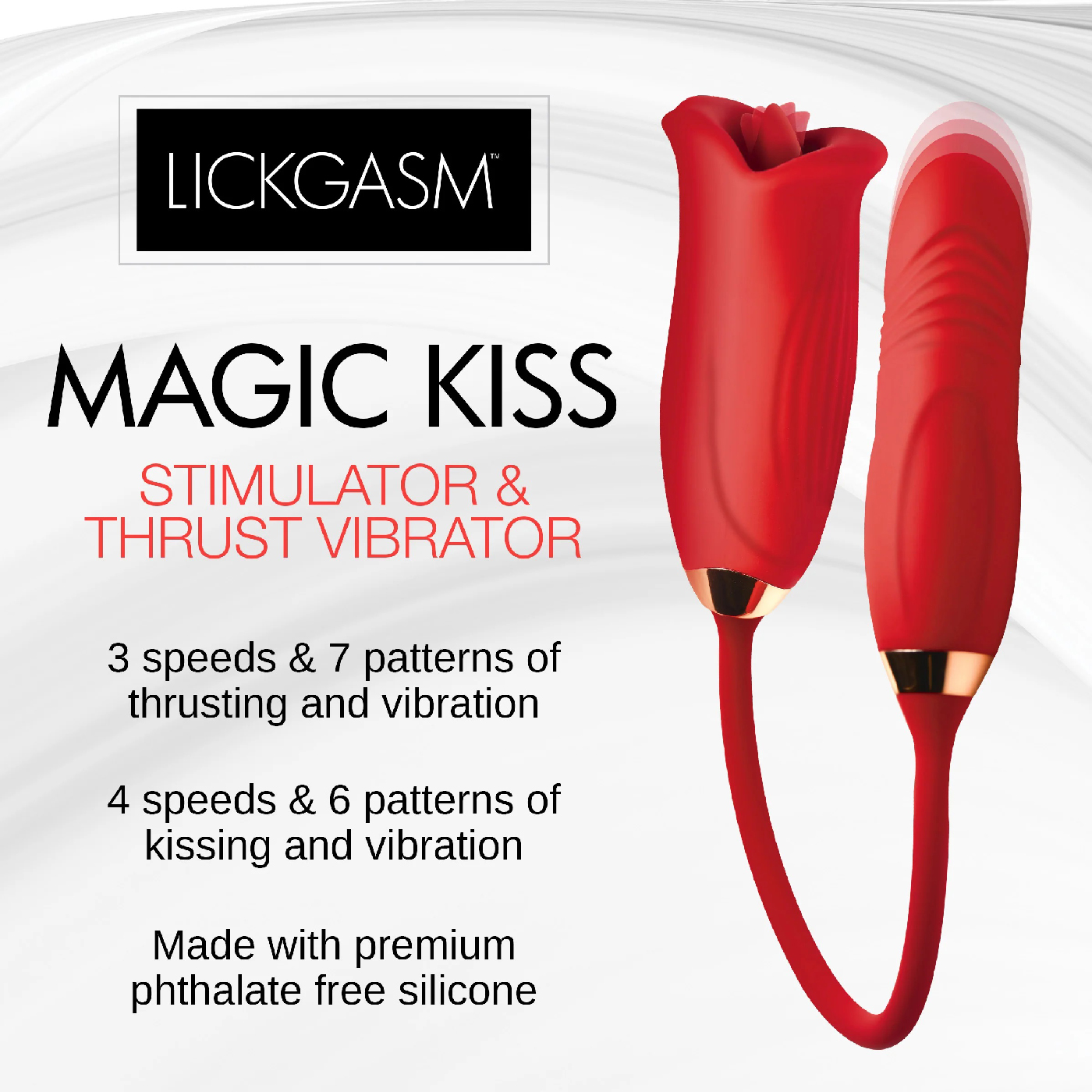 magic kiss kissing clitoral stimulator with  thrusting vibrator red 