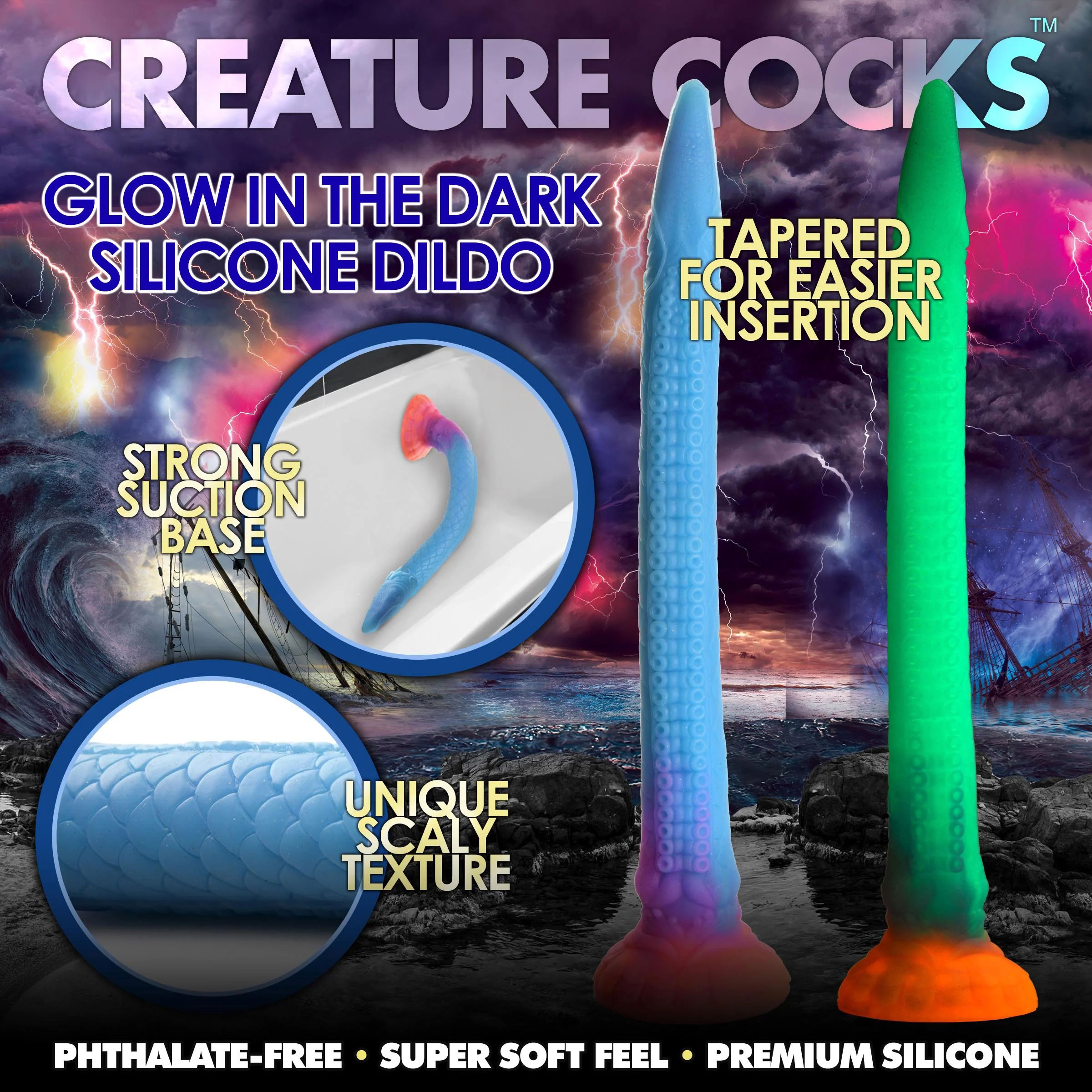 makara glow in the dark silicone snake dildo 