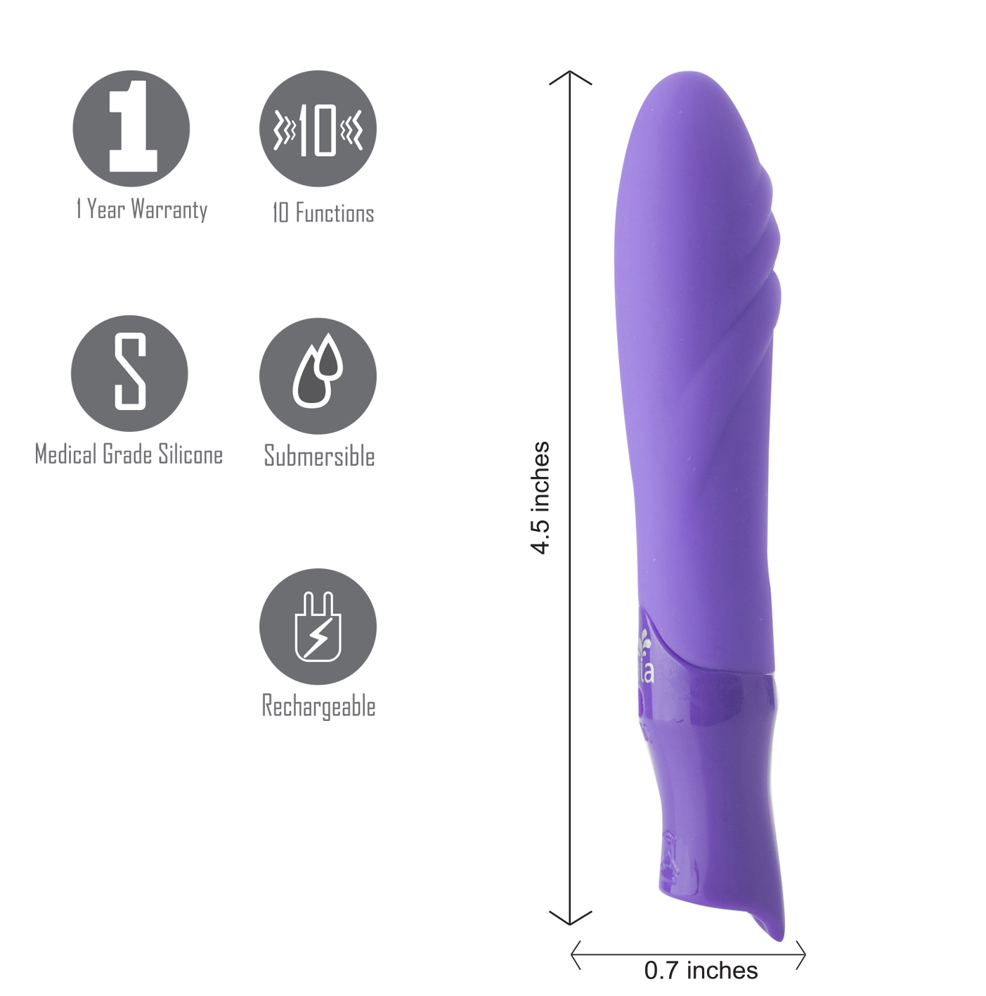 margo silicone textured bullet vibrator neon  purple 