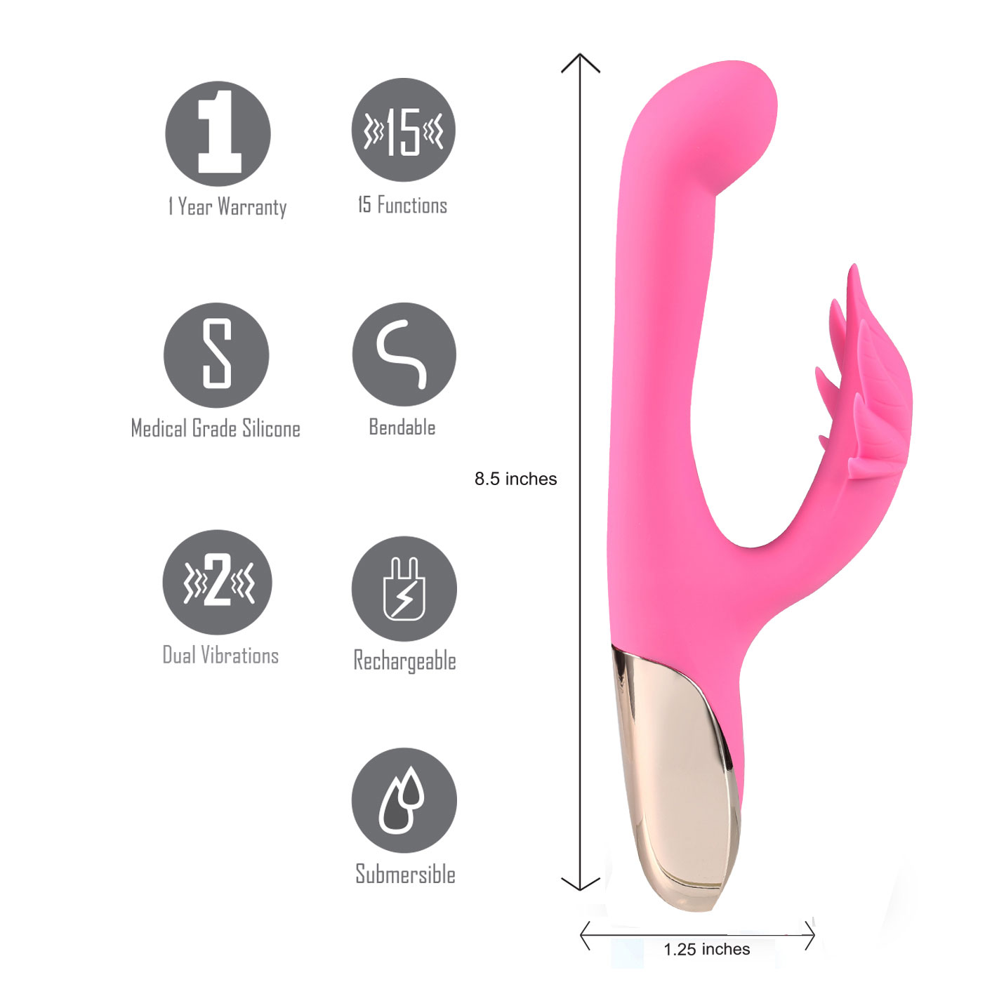 maui  series dual motor g spot pot leaf rechargeable vibrator pink 