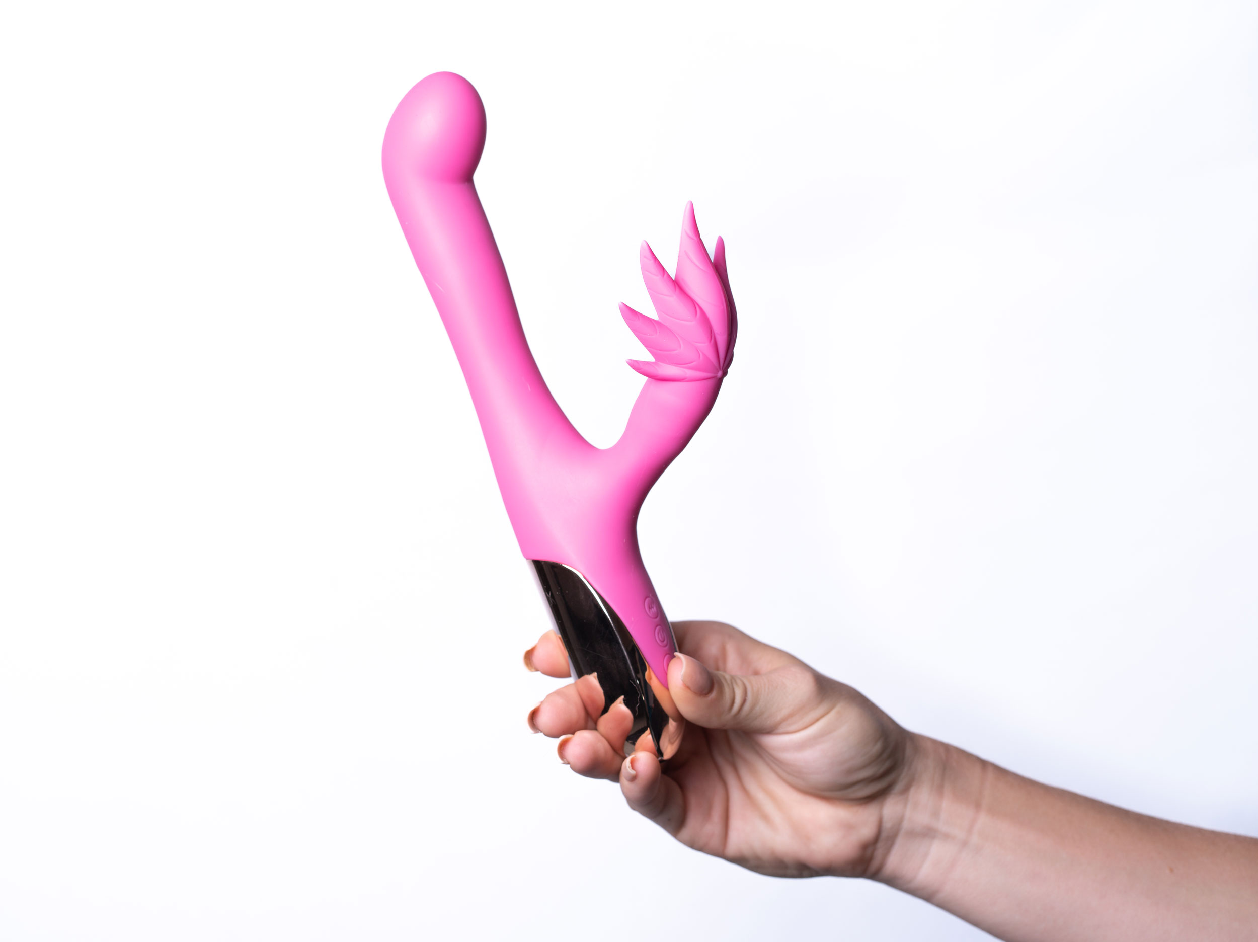 maui  series dual motor g spot pot leaf rechargeable vibrator pink 