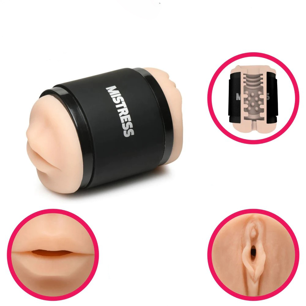 mistress double shot mouth and pussy stroker light 