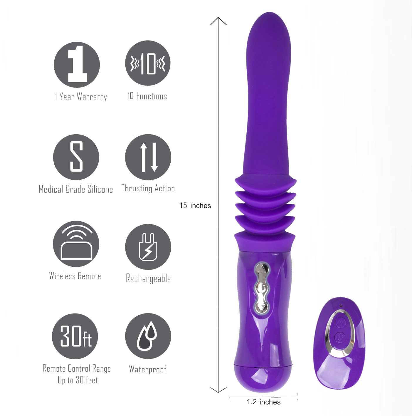 monroe usb rechargeable silicone thrusting  portable love machine purple 