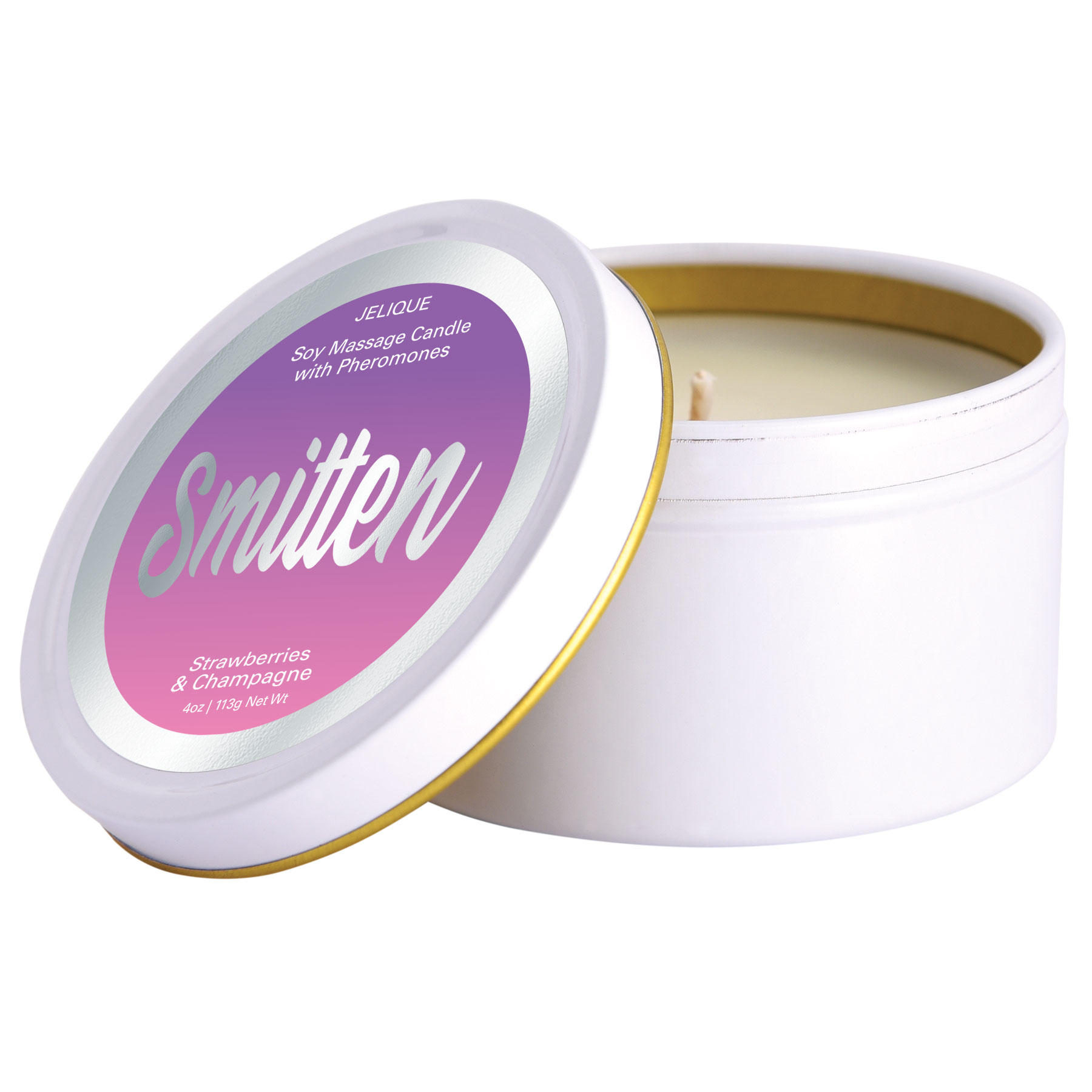mood candle smitten strawberry and champagne  oz. jar 