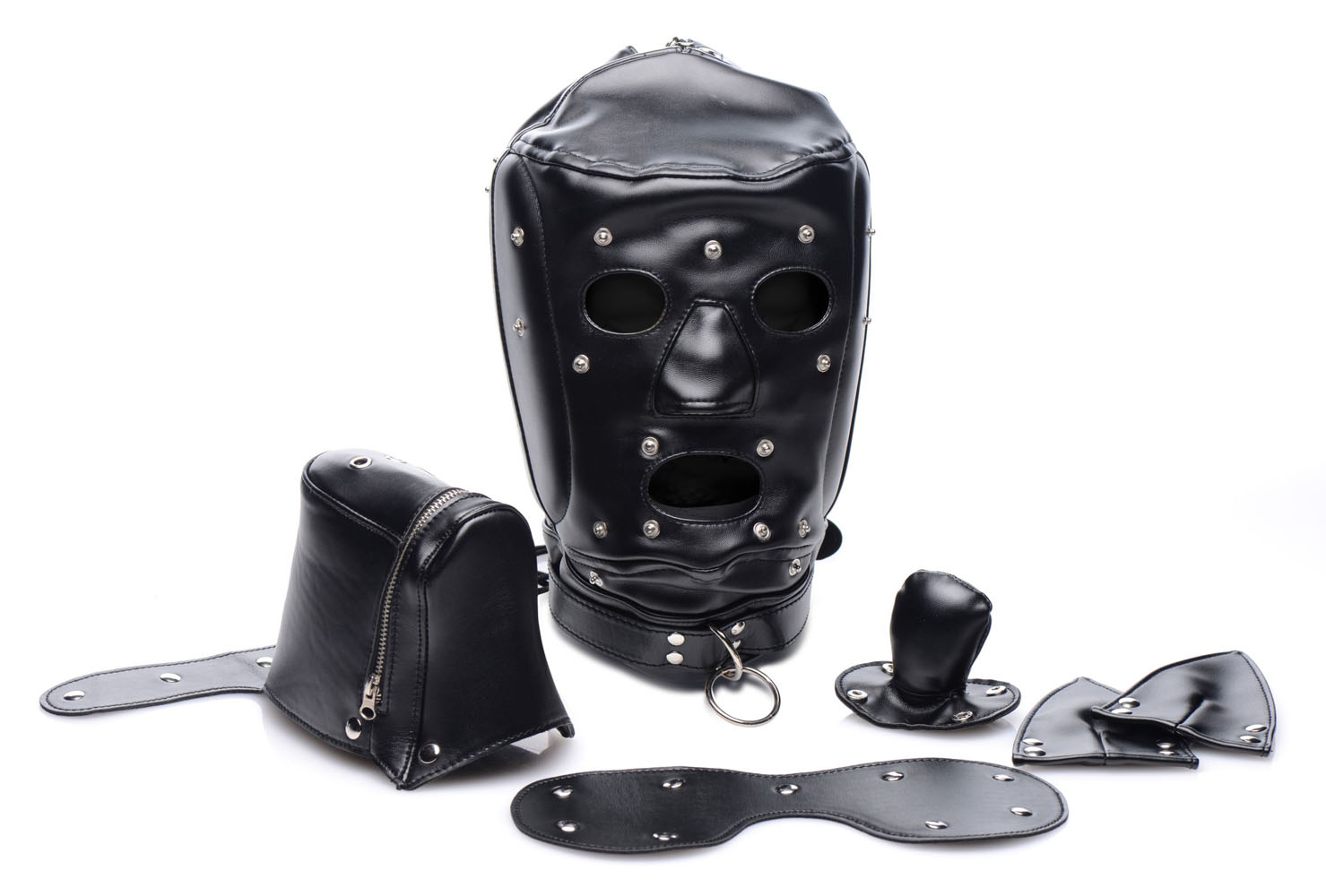 muzzled universal bdsm hood with removable muzzle 