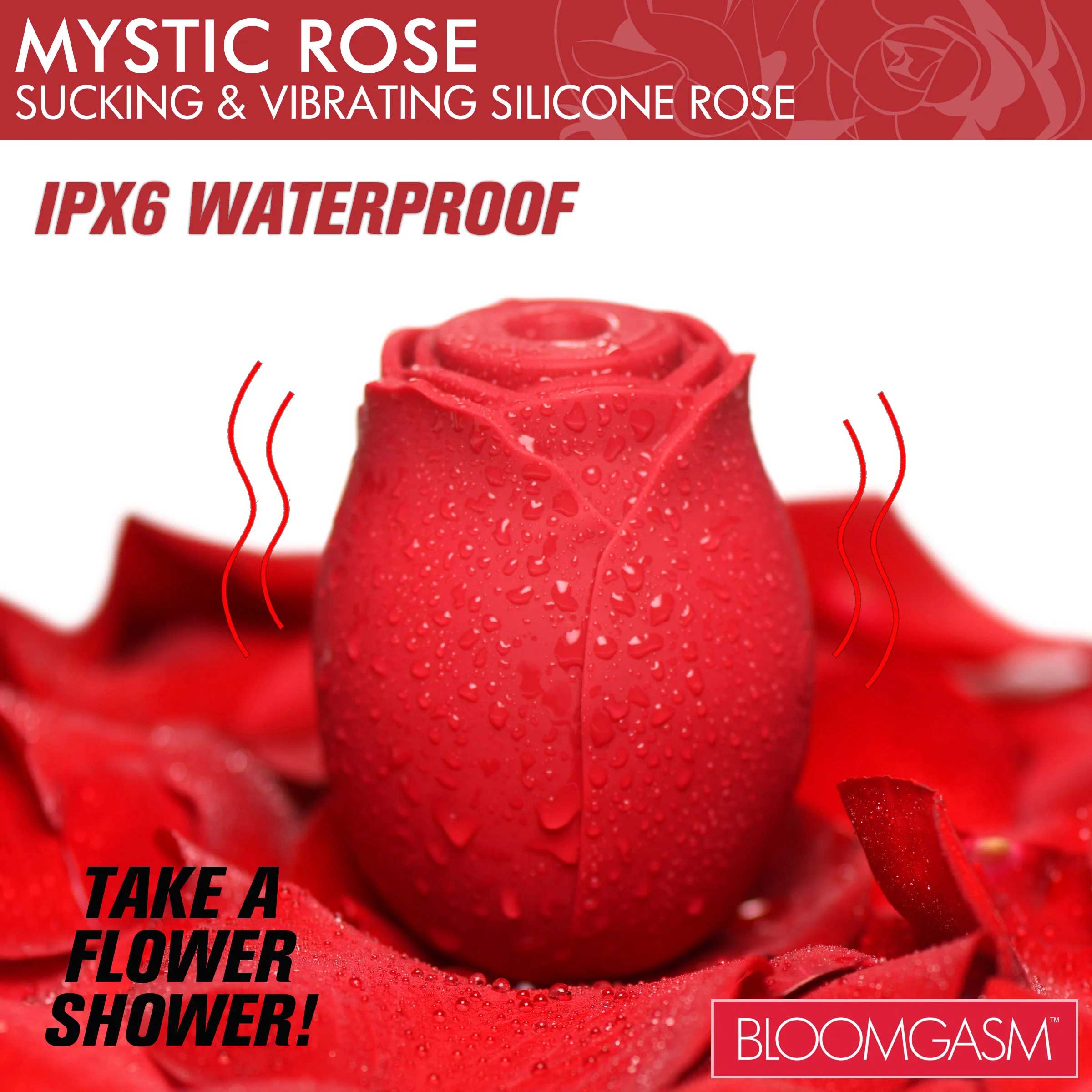 mystic rose sucking and vibrating silicone rose  red 