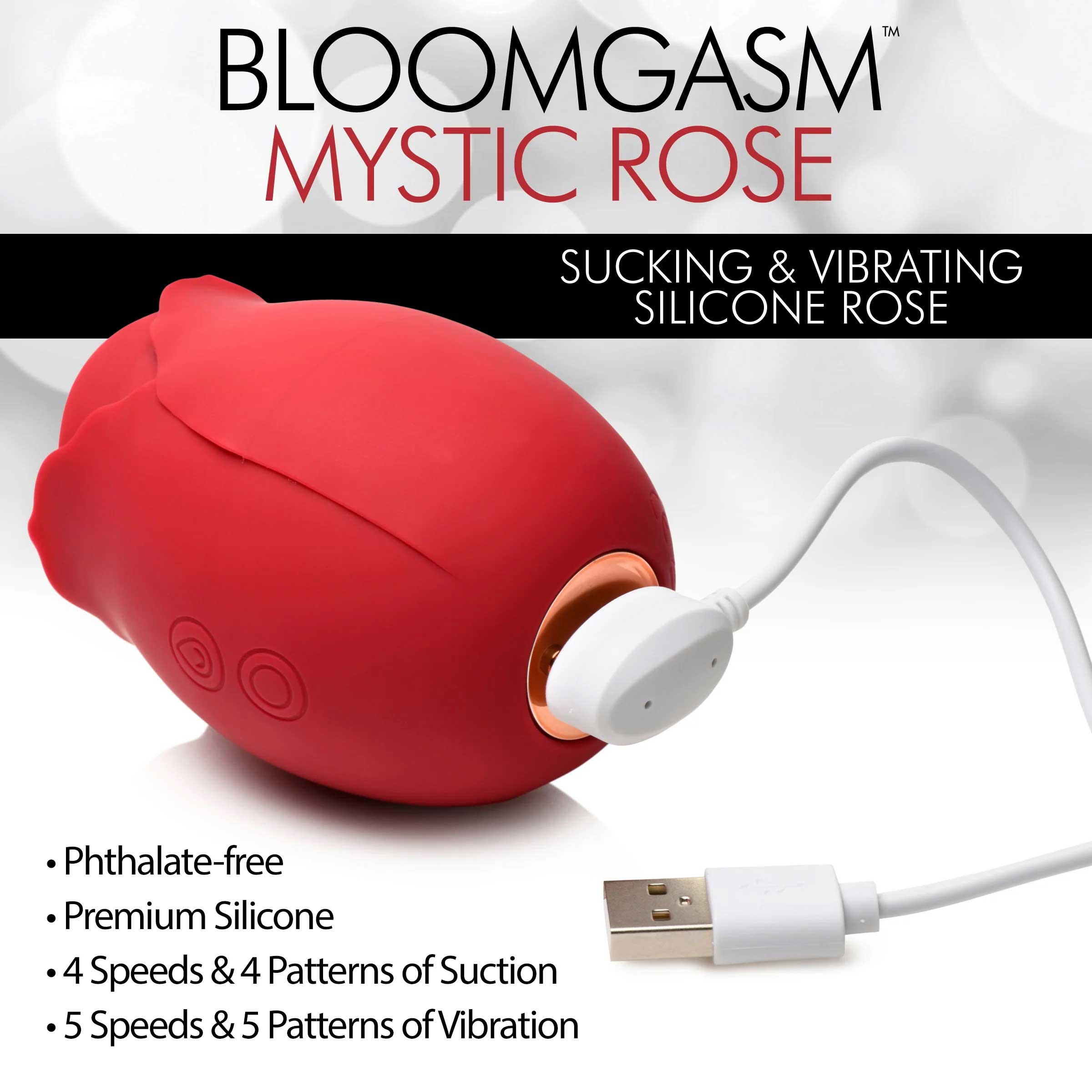 mystic rose sucking and vibrating silicone rose  red 