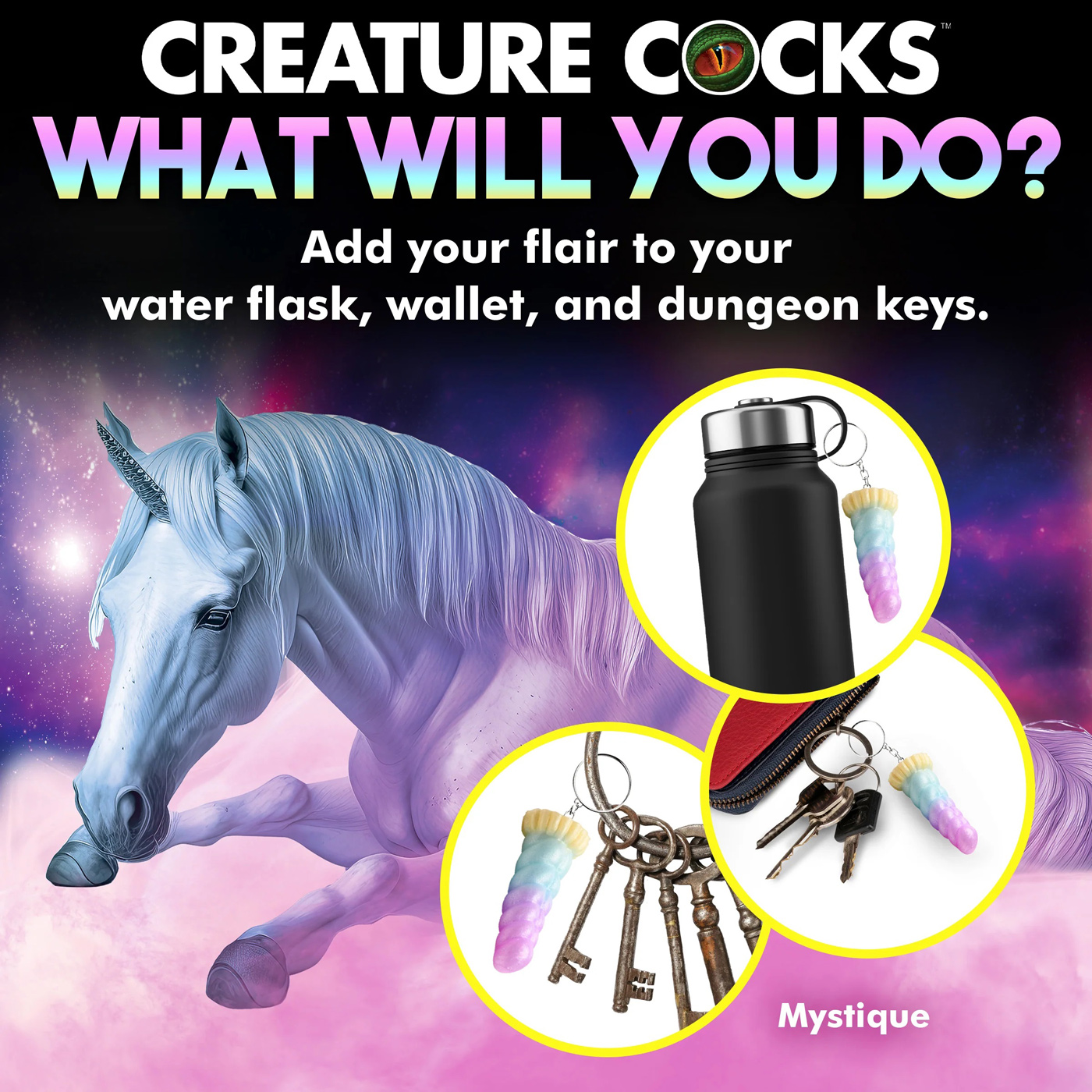 mystique unicorn keychain 