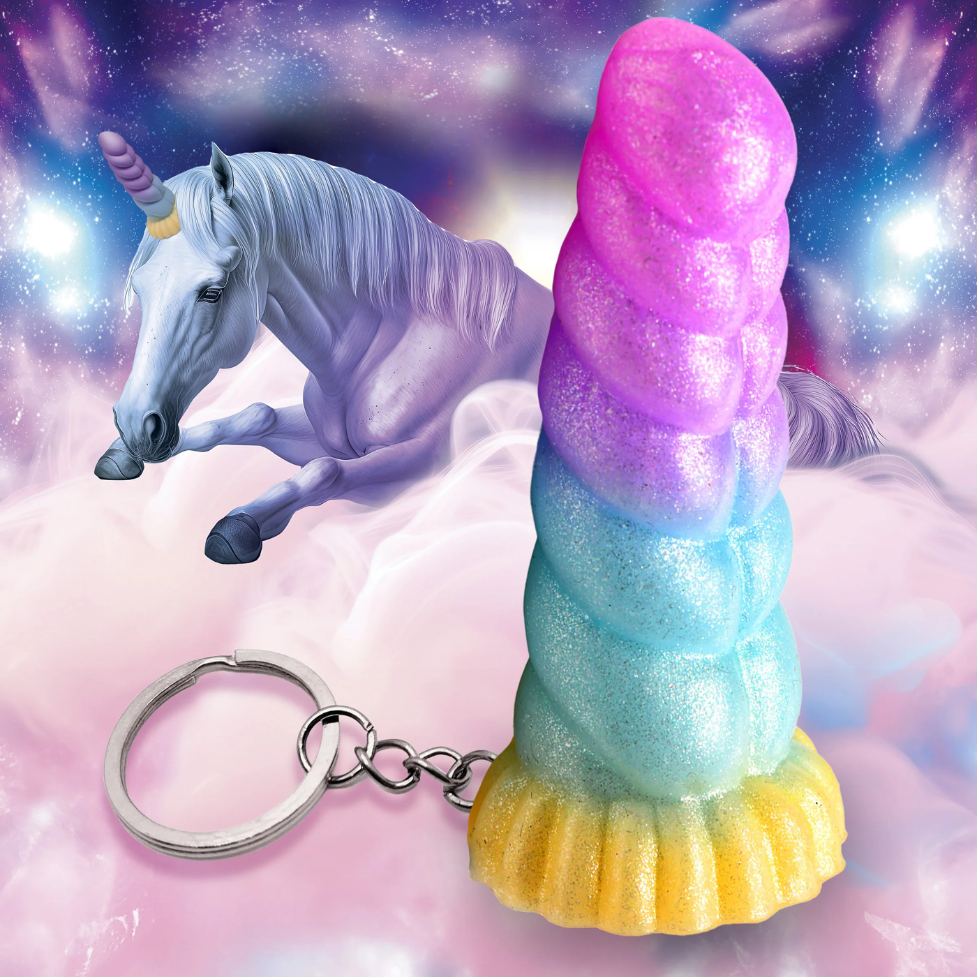 mystique unicorn keychain 