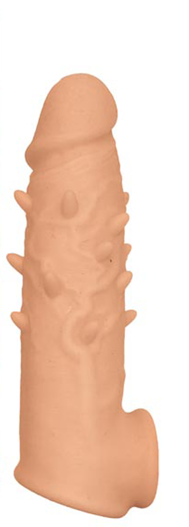 natural realskin spiked vibrating penis xtender white 