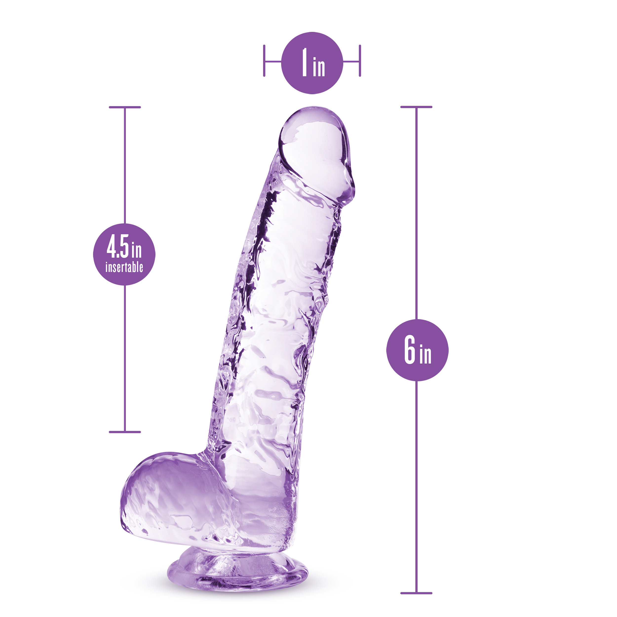 naturally yours  inch crystalline dildo  amethyst 