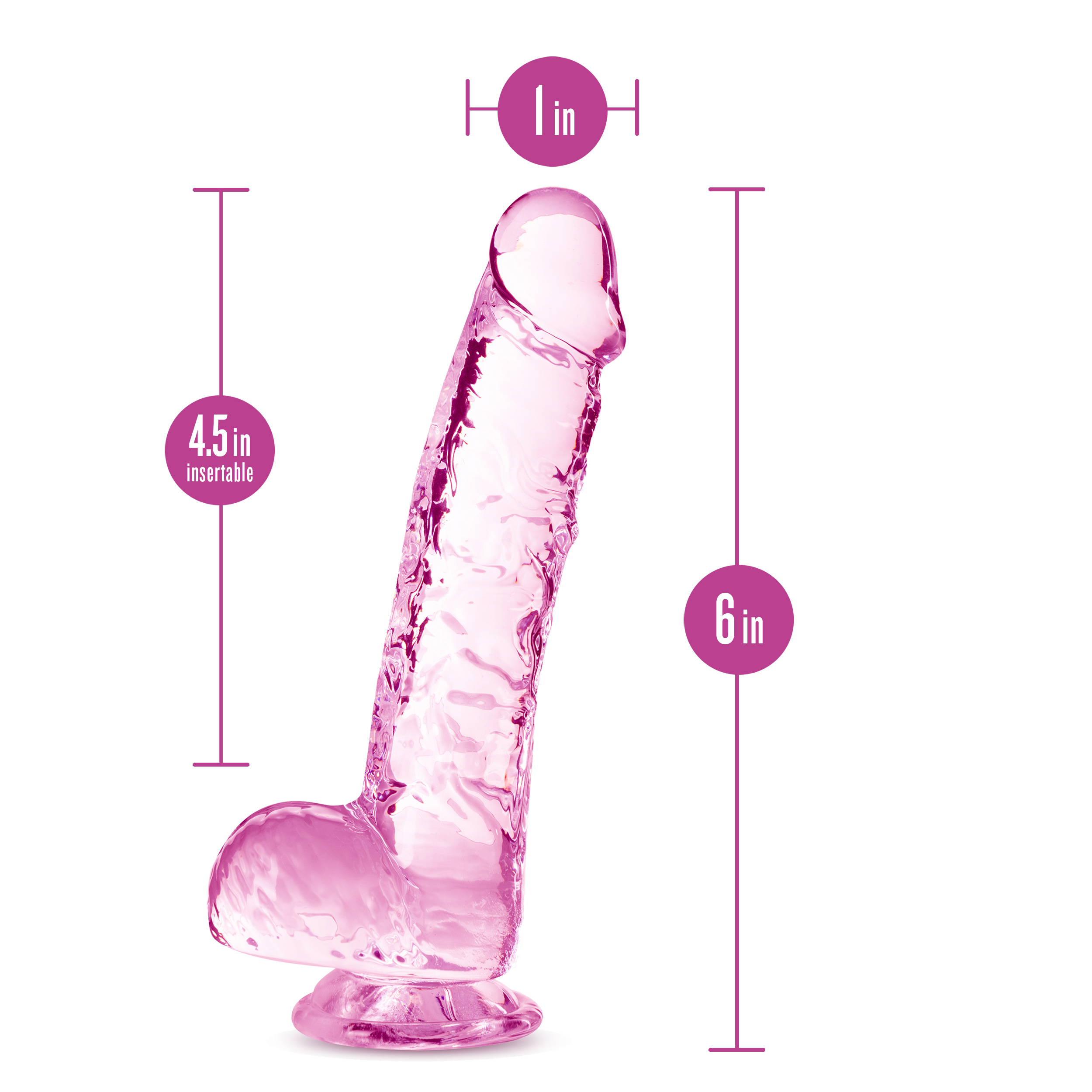 naturally yours  inch crystalline dildo rose 