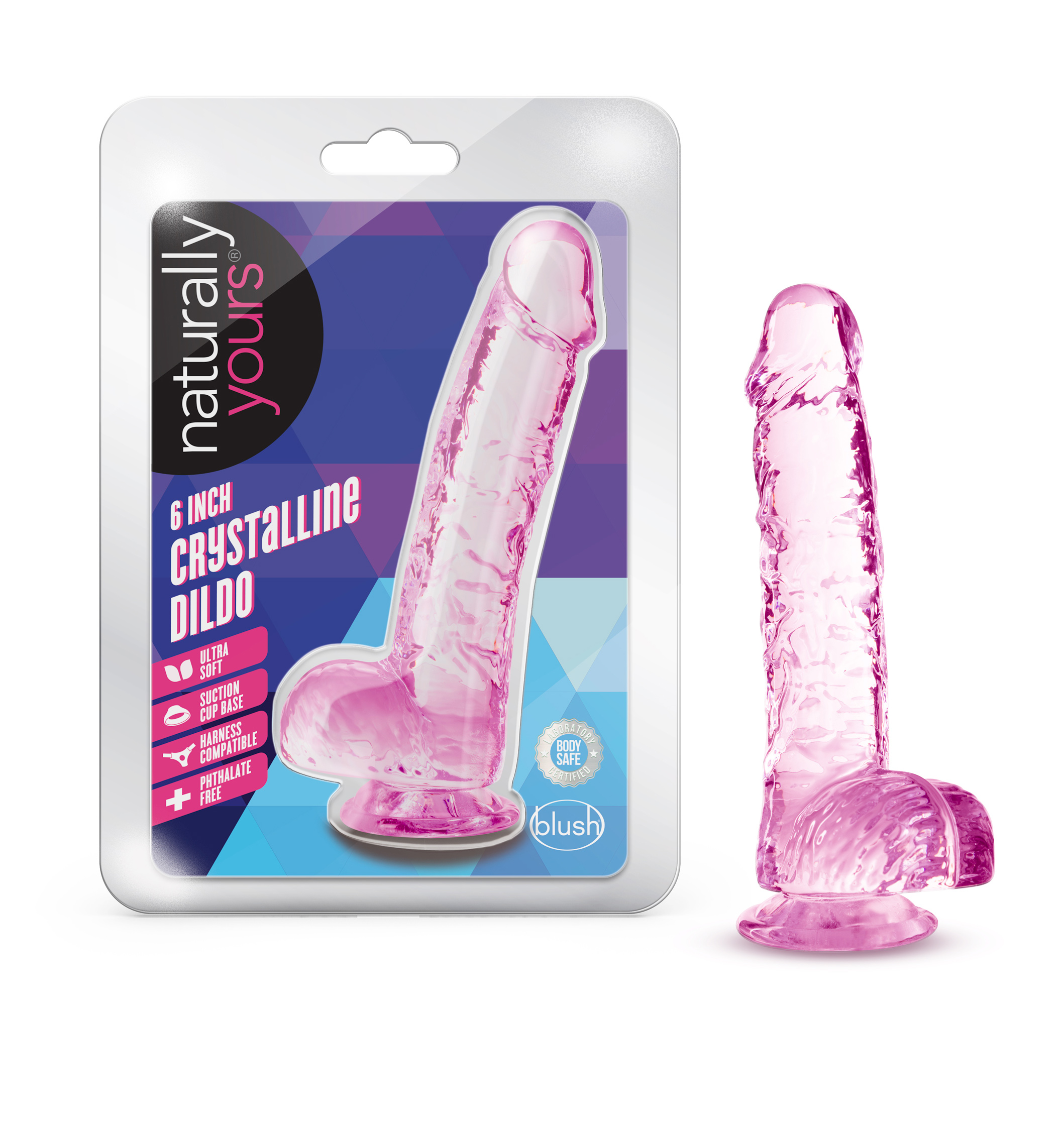 naturally yours  inch crystalline dildo rose 