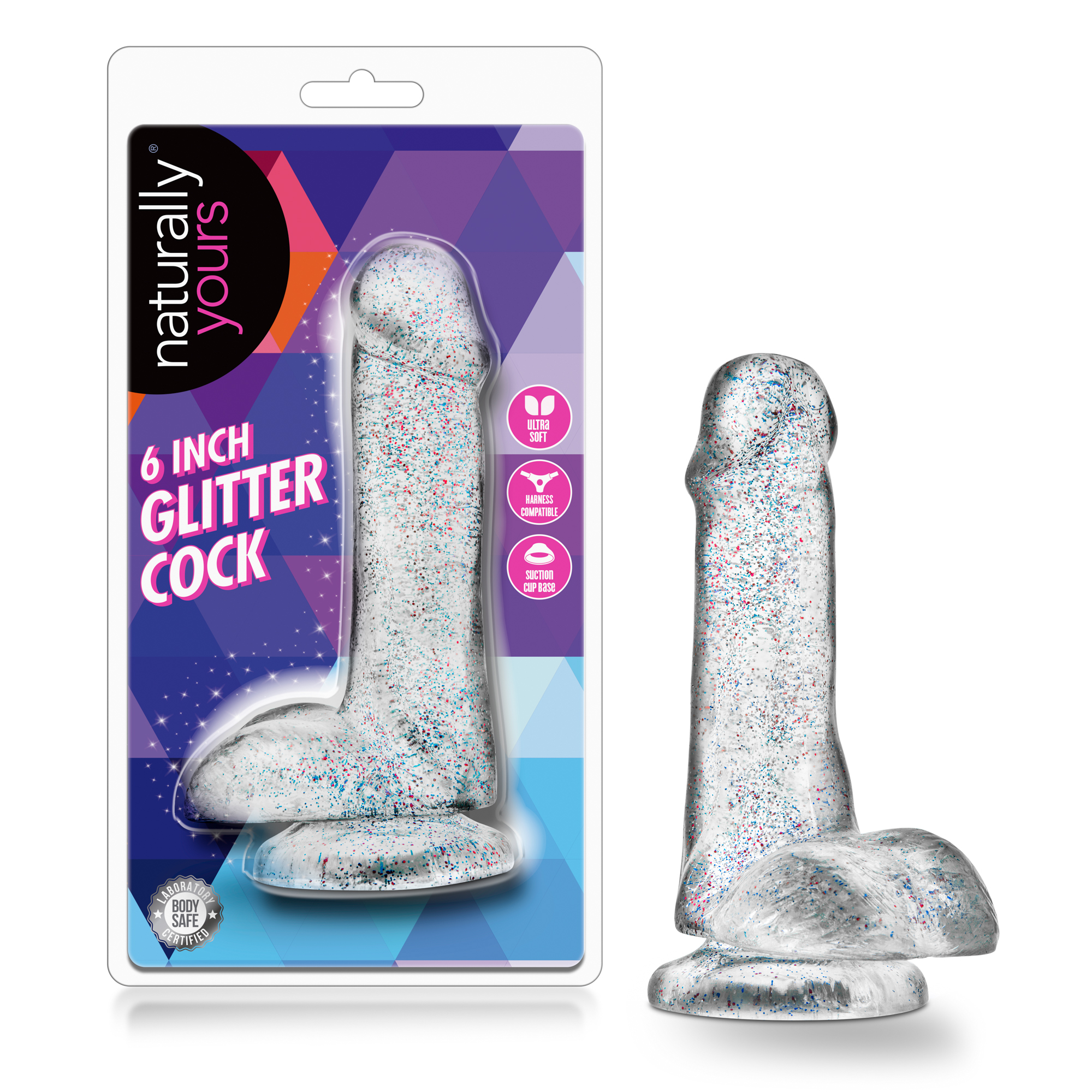 naturally yours  inch glitter cock sparkling clear 