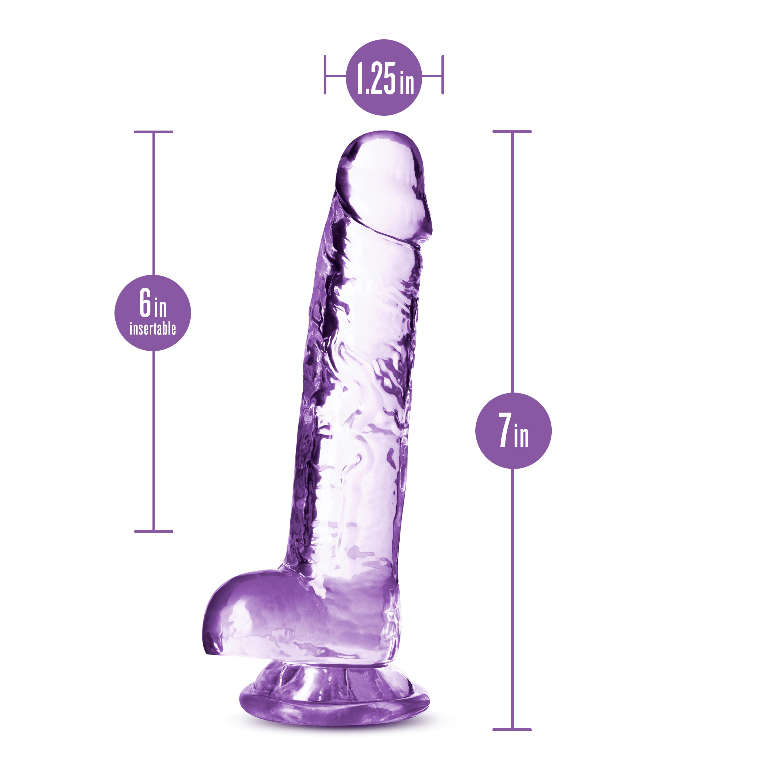 naturally yours  inch crystalline dildo  amethhyst 