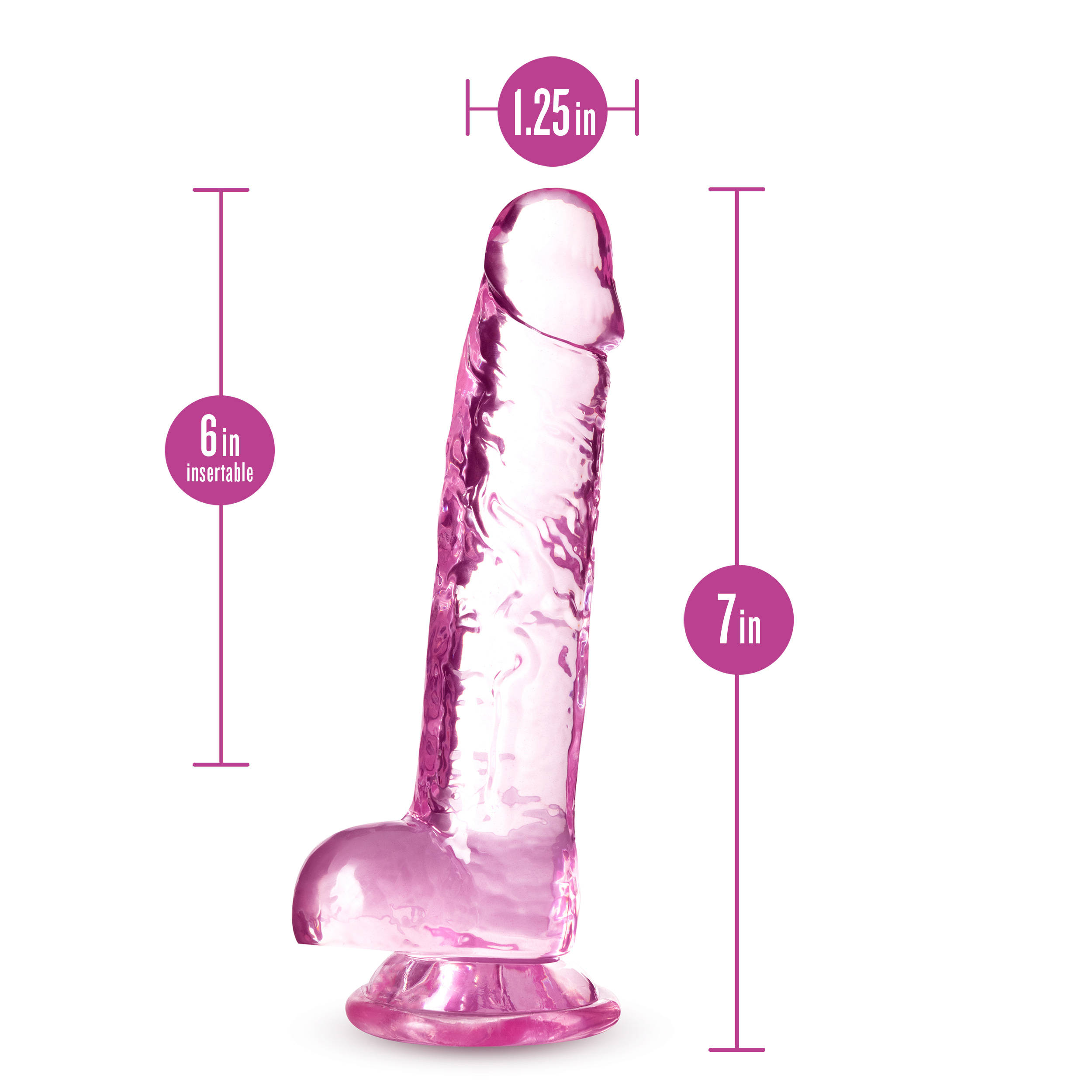 naturally yours  inch crystalline dildo rose 