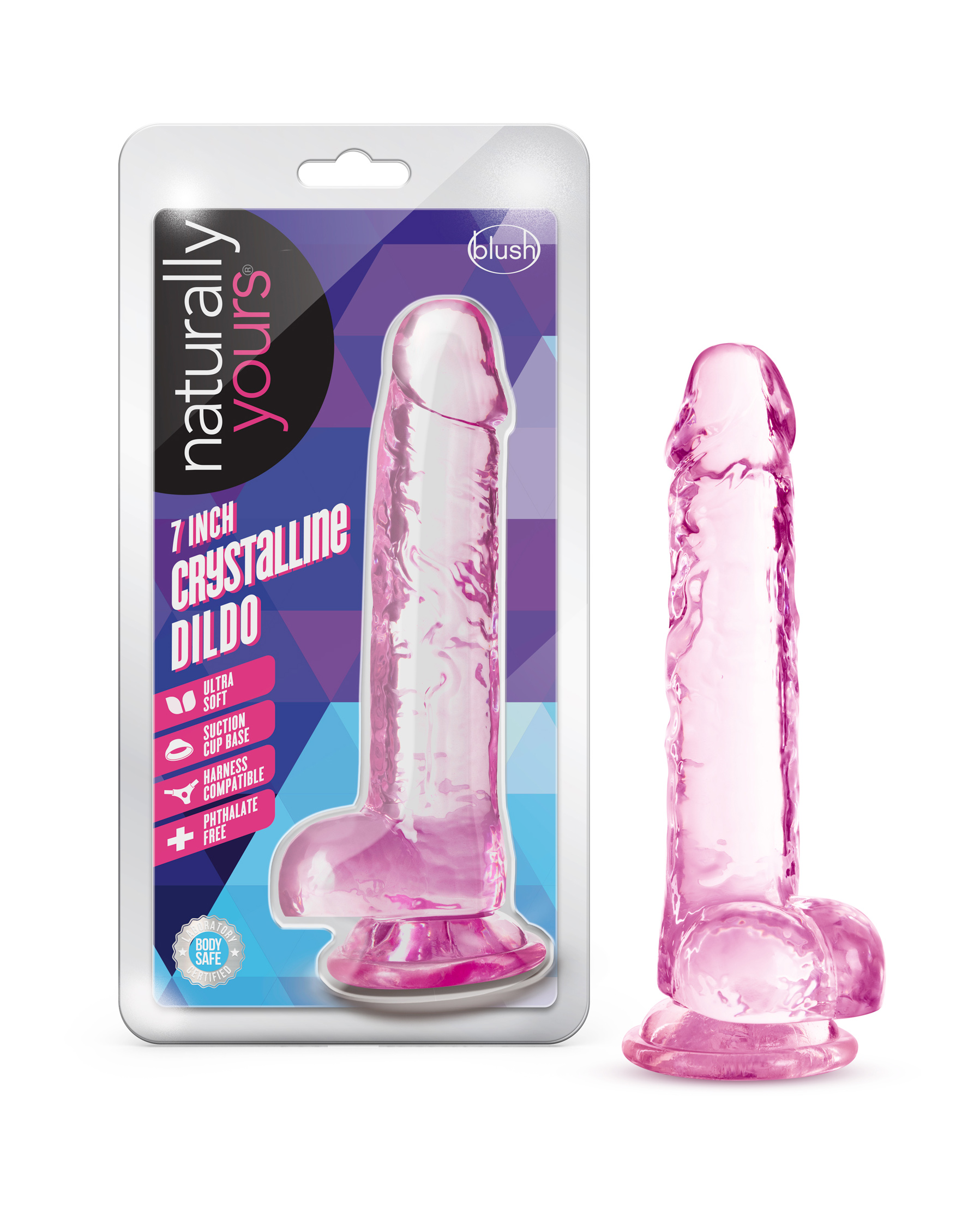 naturally yours  inch crystalline dildo rose 