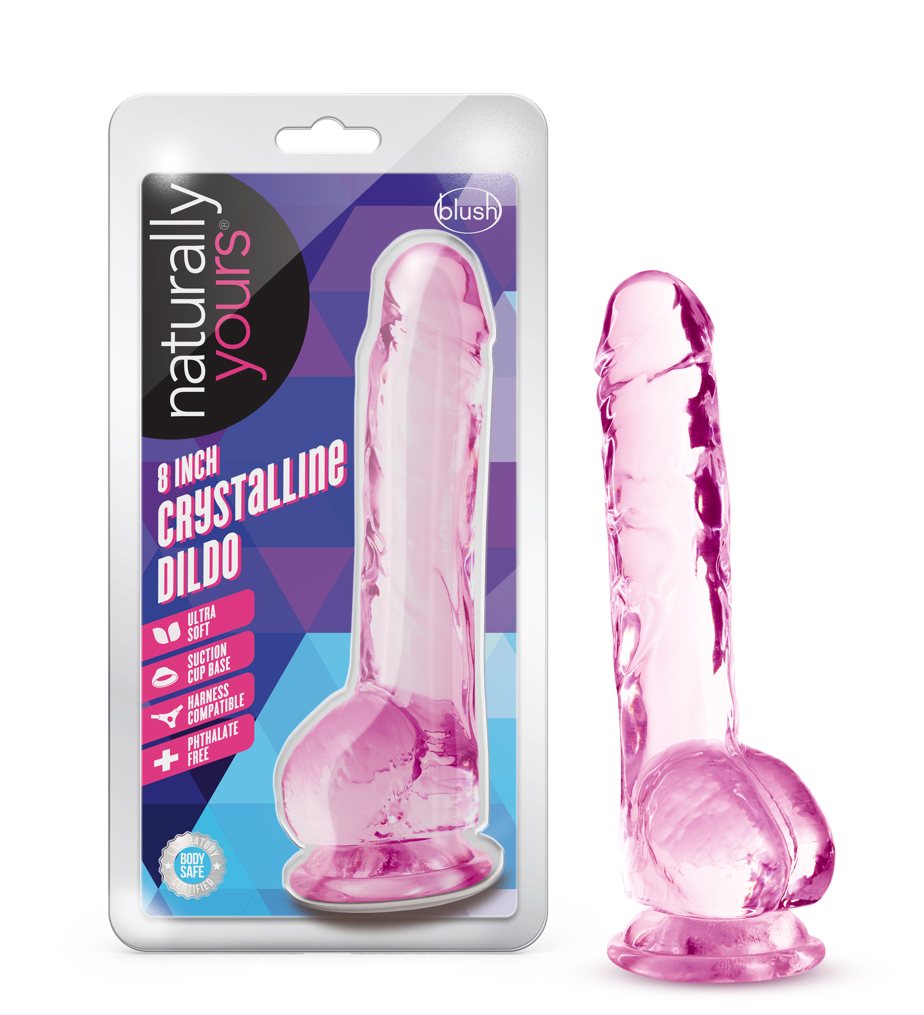 naturally yours  inch crystalline dildo rose 