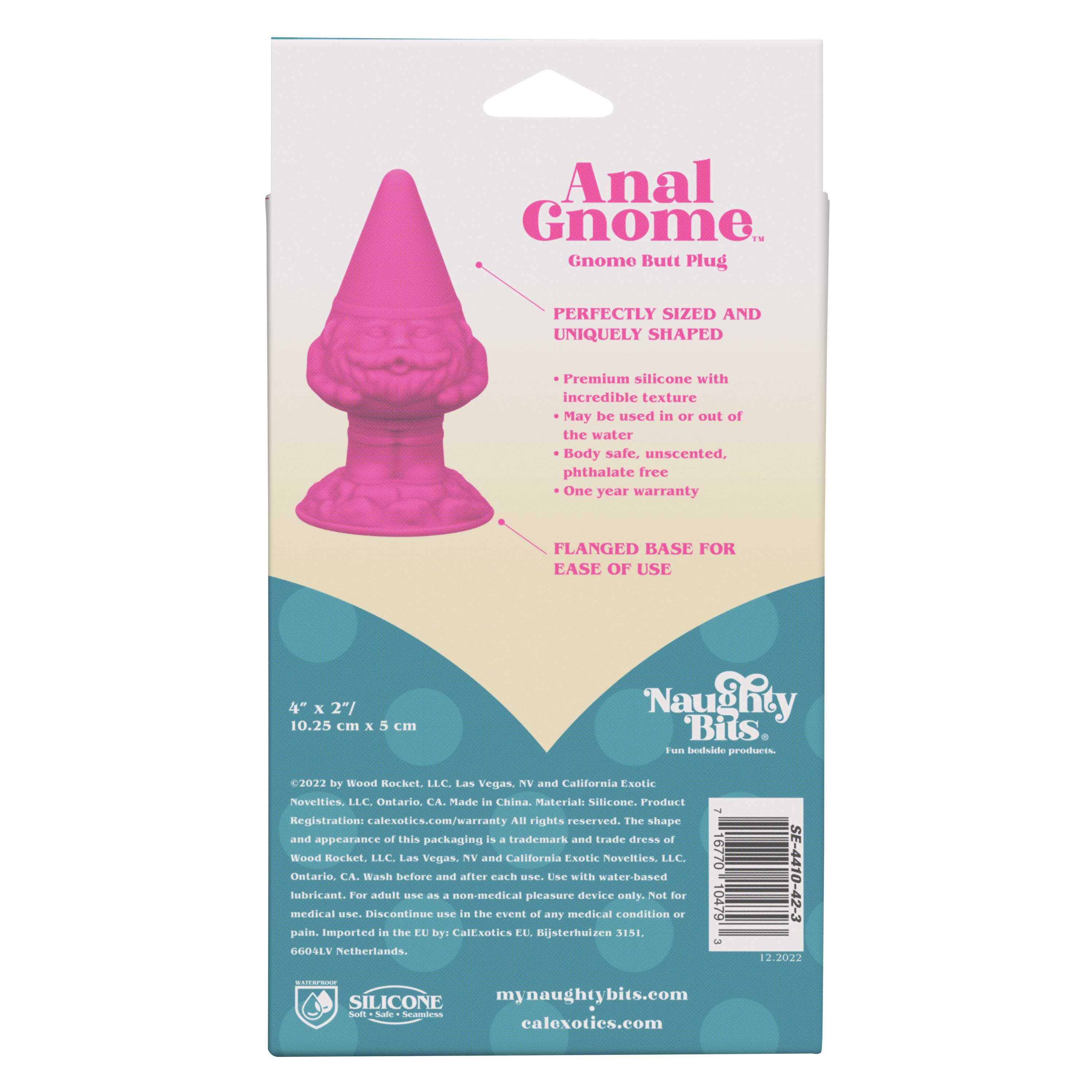 naughty bits anal gnome gnome butt plug pink 