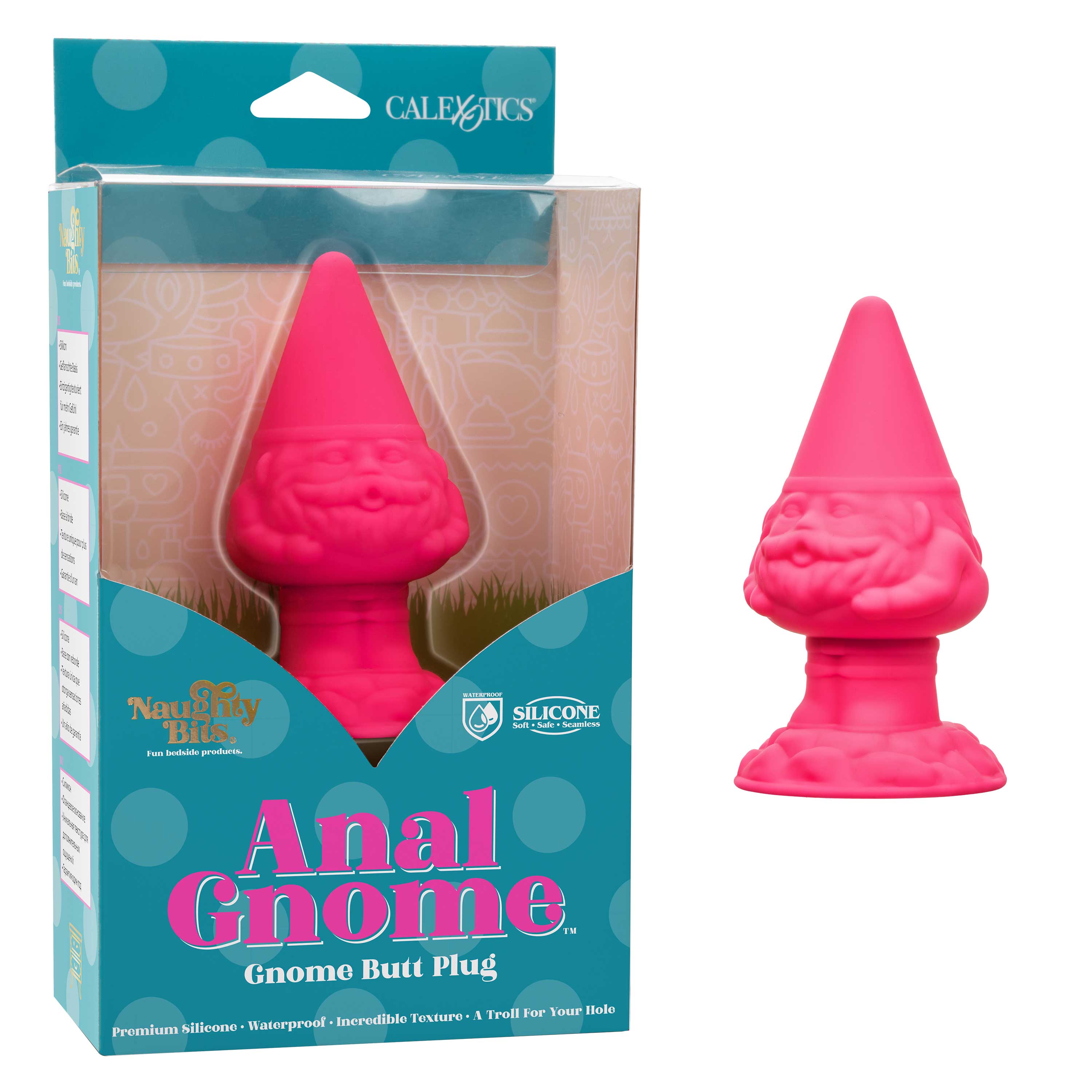 naughty bits anal gnome gnome butt plug pink 