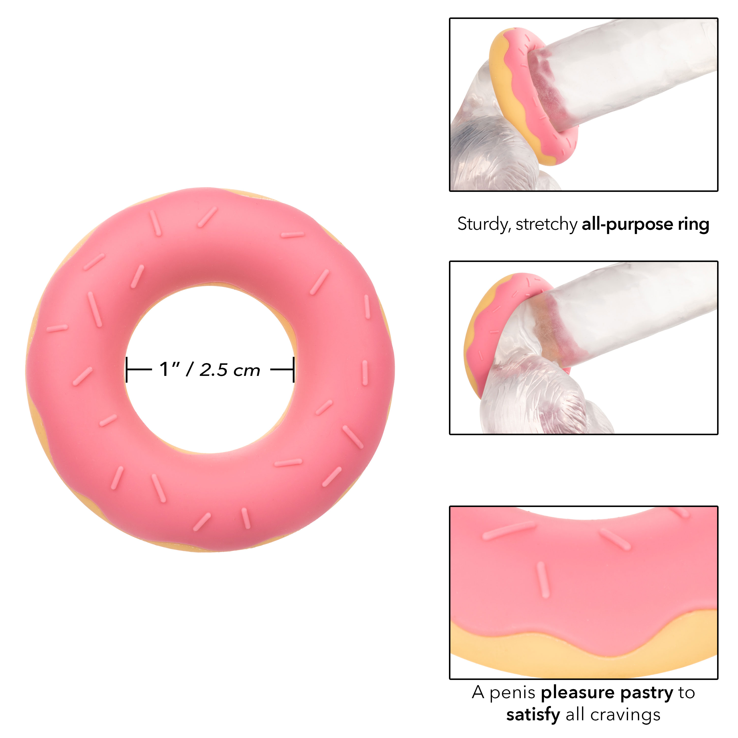 naughty bits dickin’ donuts silicone donut cock  ring pink 