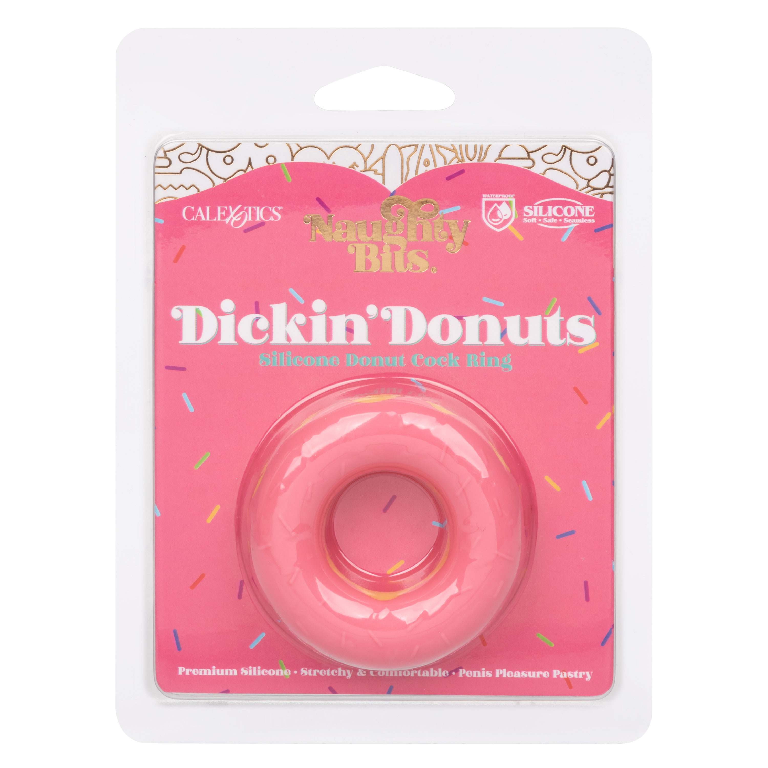 naughty bits dickin’ donuts silicone donut cock  ring pink 