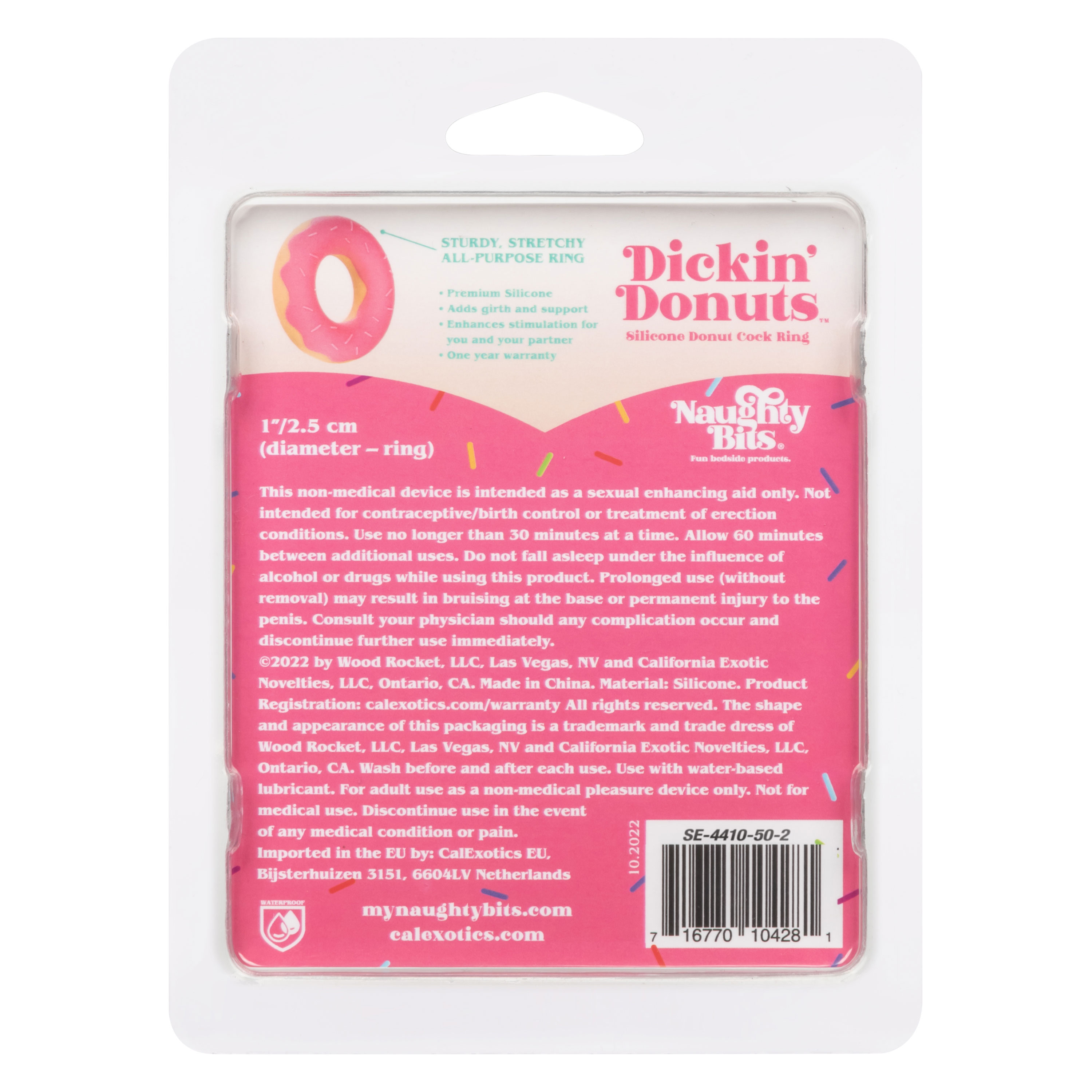 naughty bits dickin’ donuts silicone donut cock  ring pink 