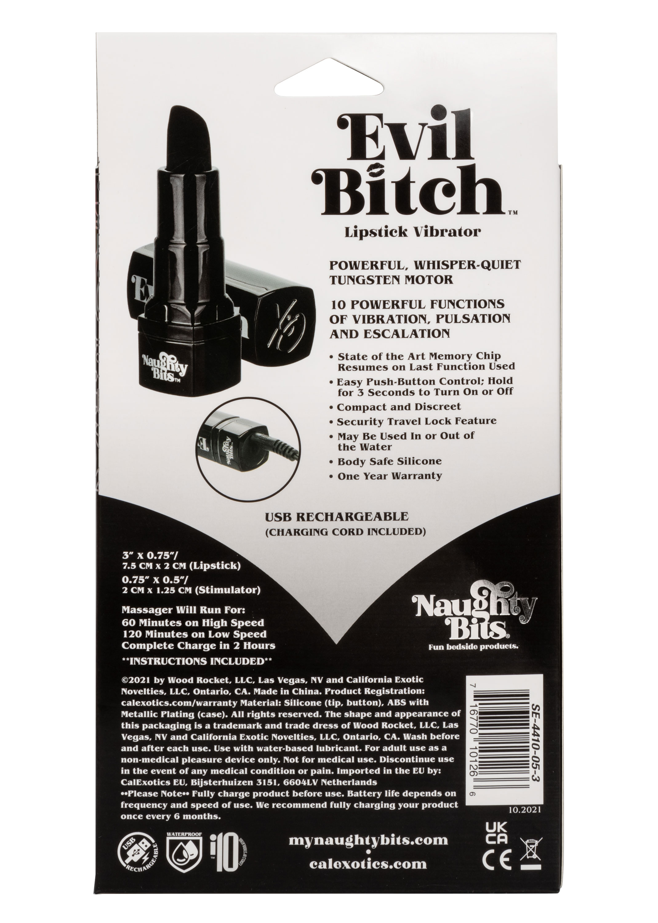 naughty bits evil bitch lipstick vibrator black 