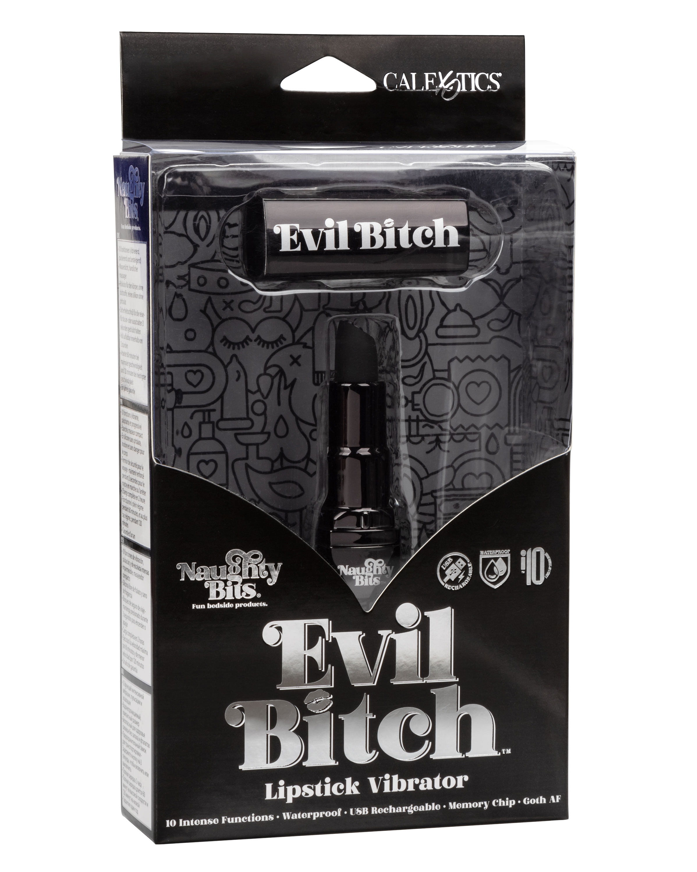 naughty bits evil bitch lipstick vibrator black 