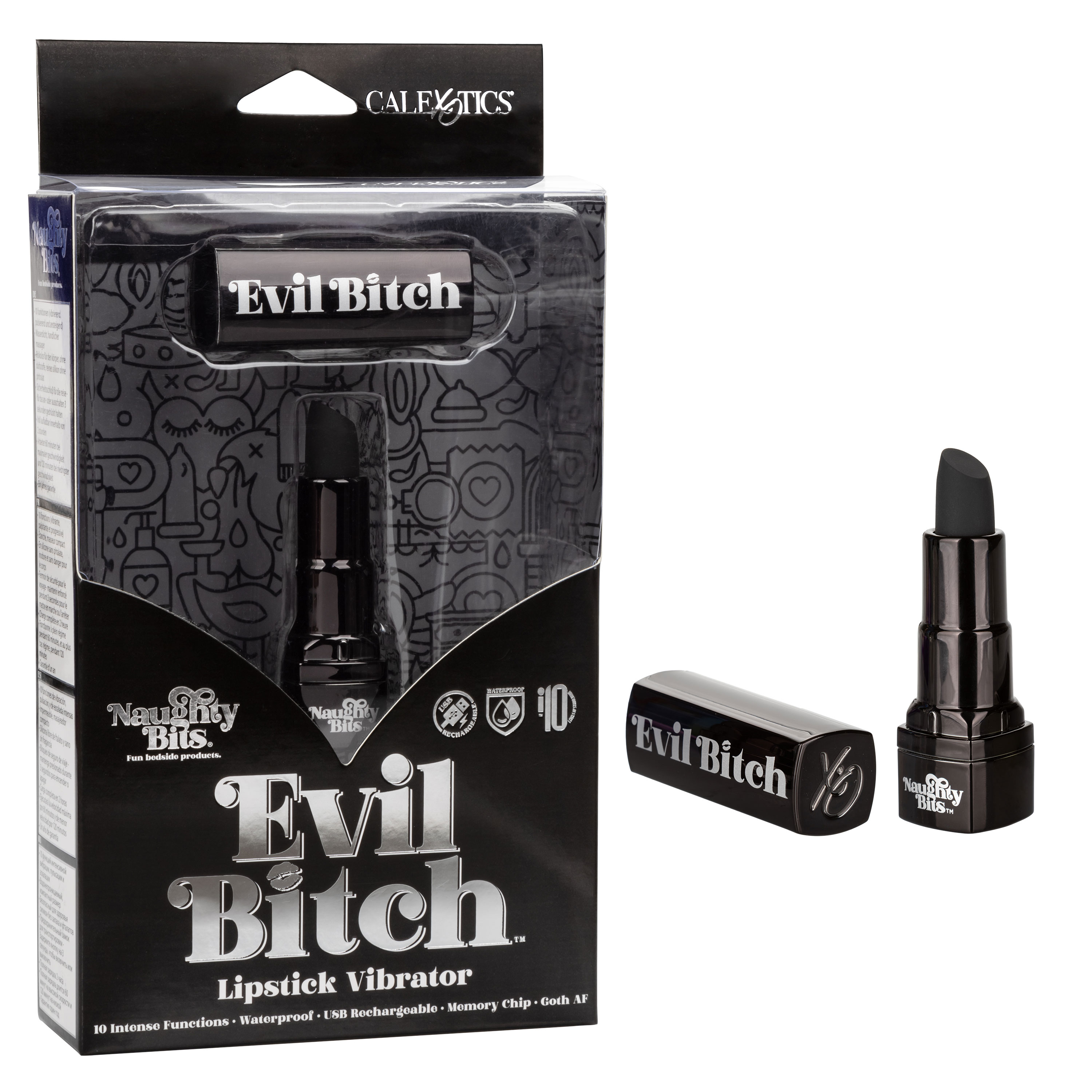 naughty bits evil bitch lipstick vibrator black 