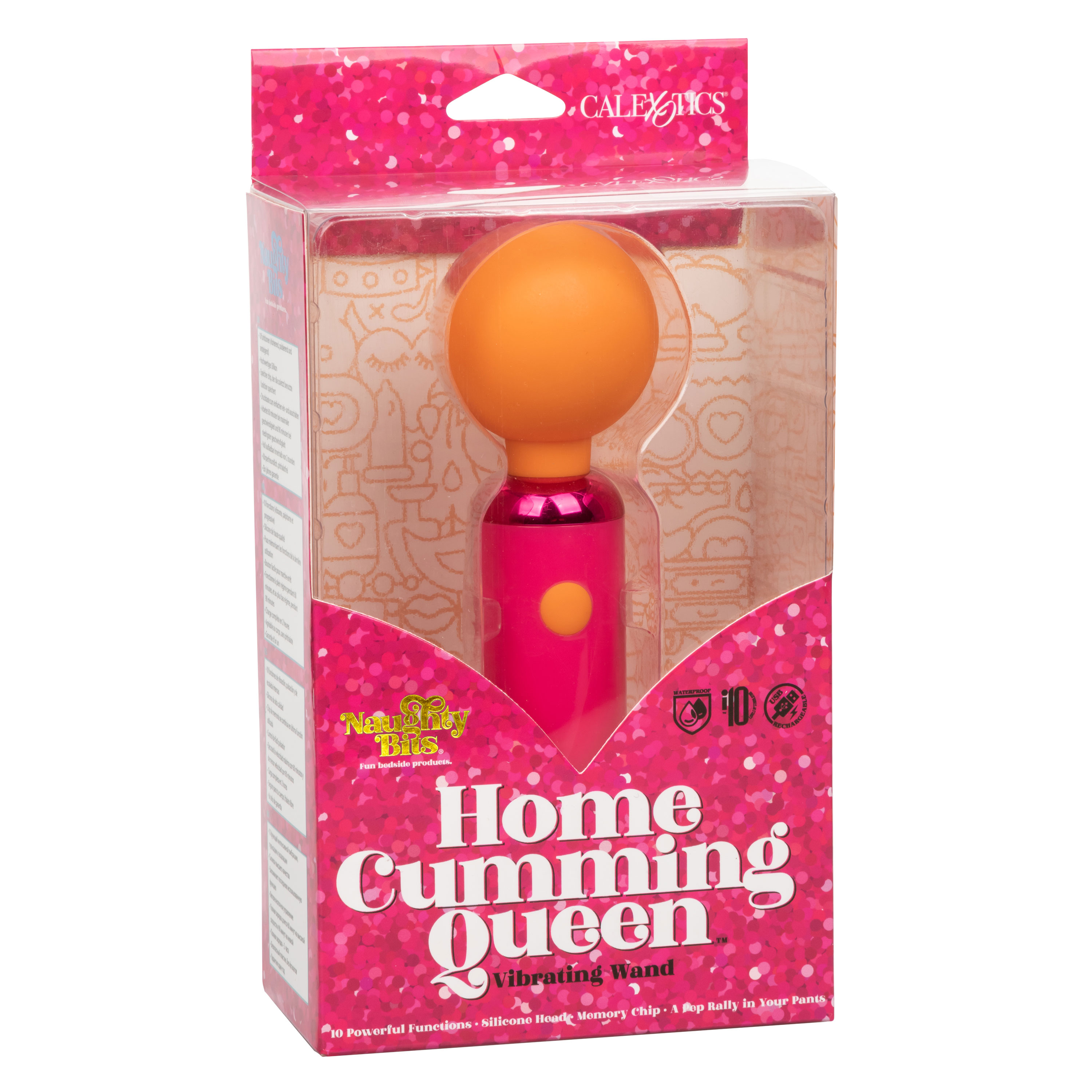 naughty bits home cumming queen vibrating wand orangepink 