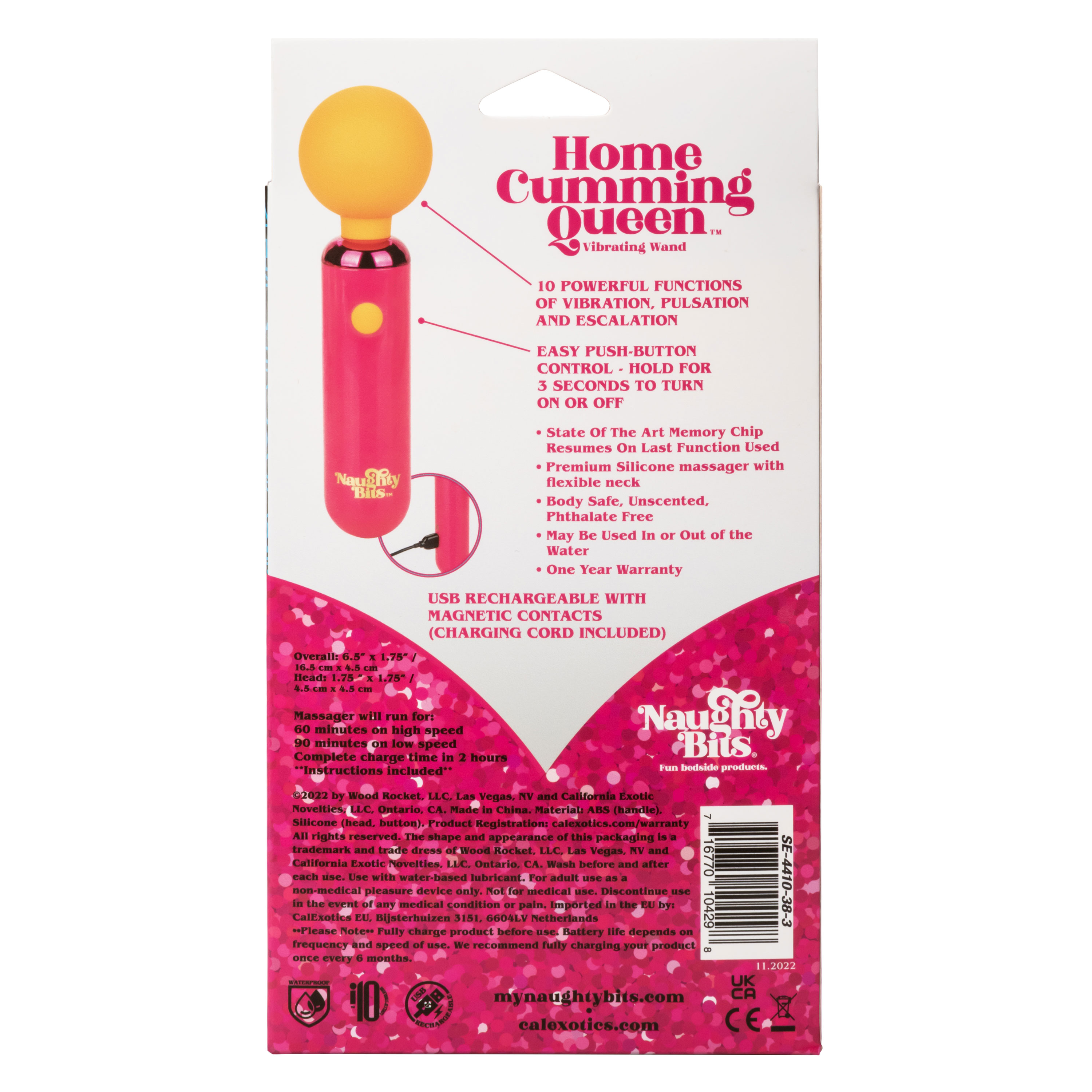 naughty bits home cumming queen vibrating wand orangepink 