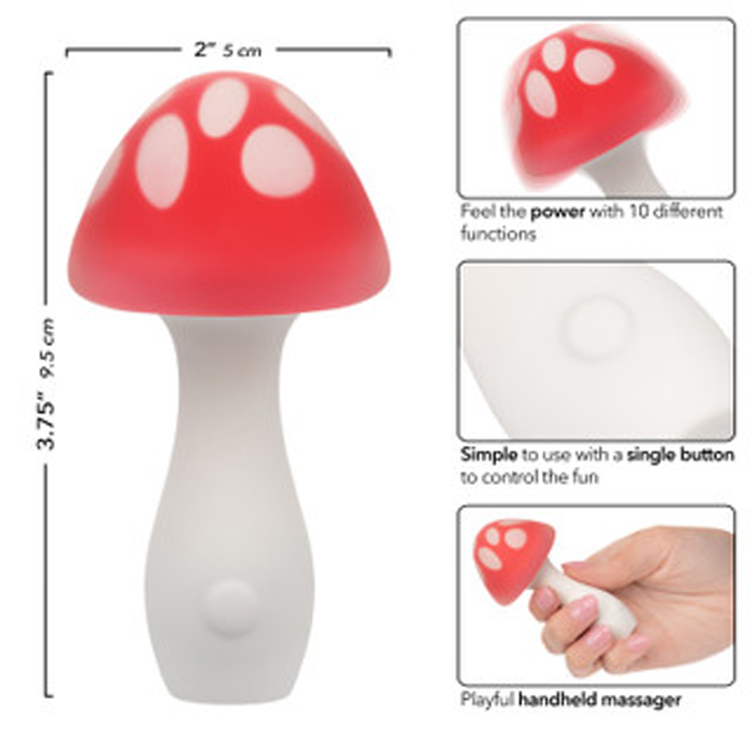 naughty bits muff shroom playful massager red 