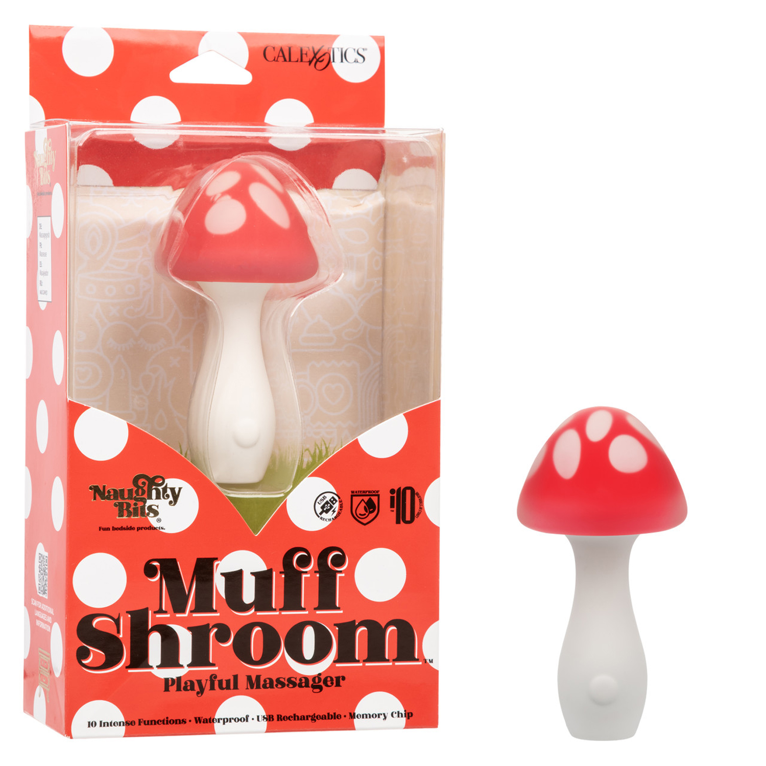 naughty bits muff shroom playful massager red 