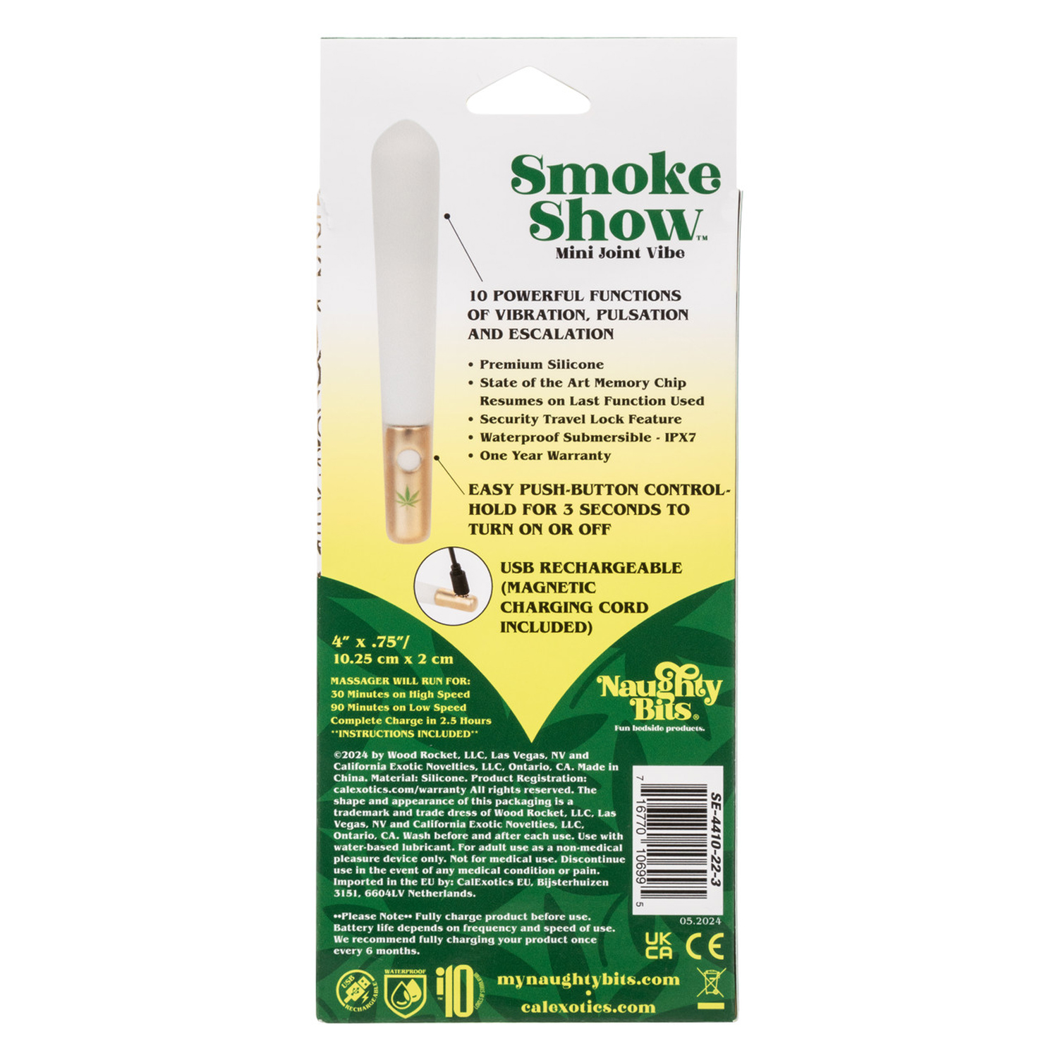 naughty bits smoke show mini joint vibe white 