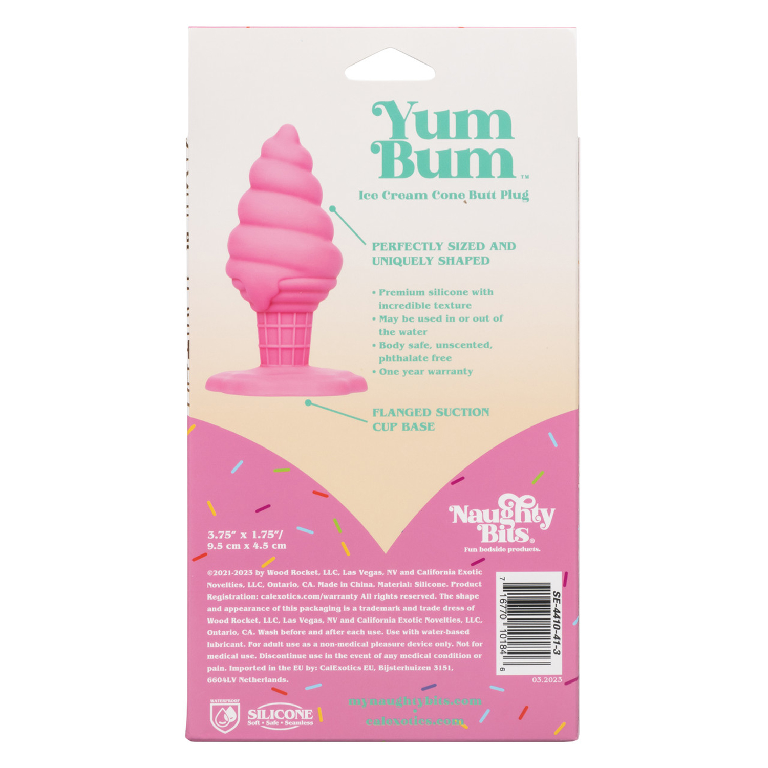 naughty bits yum bum ice cream cone butt plug pink 