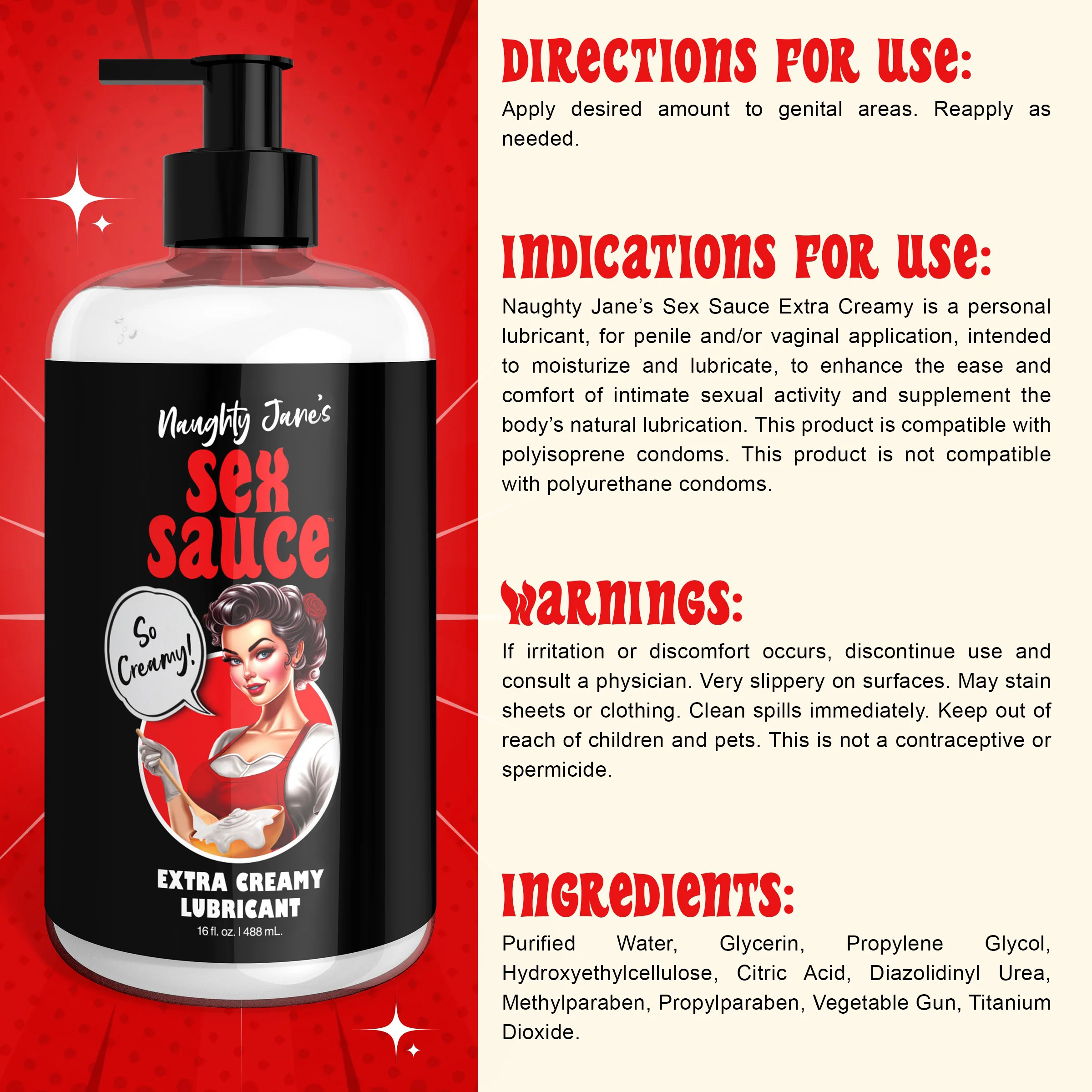 naughty janes sex sauce extra creamy lubricant  oz 