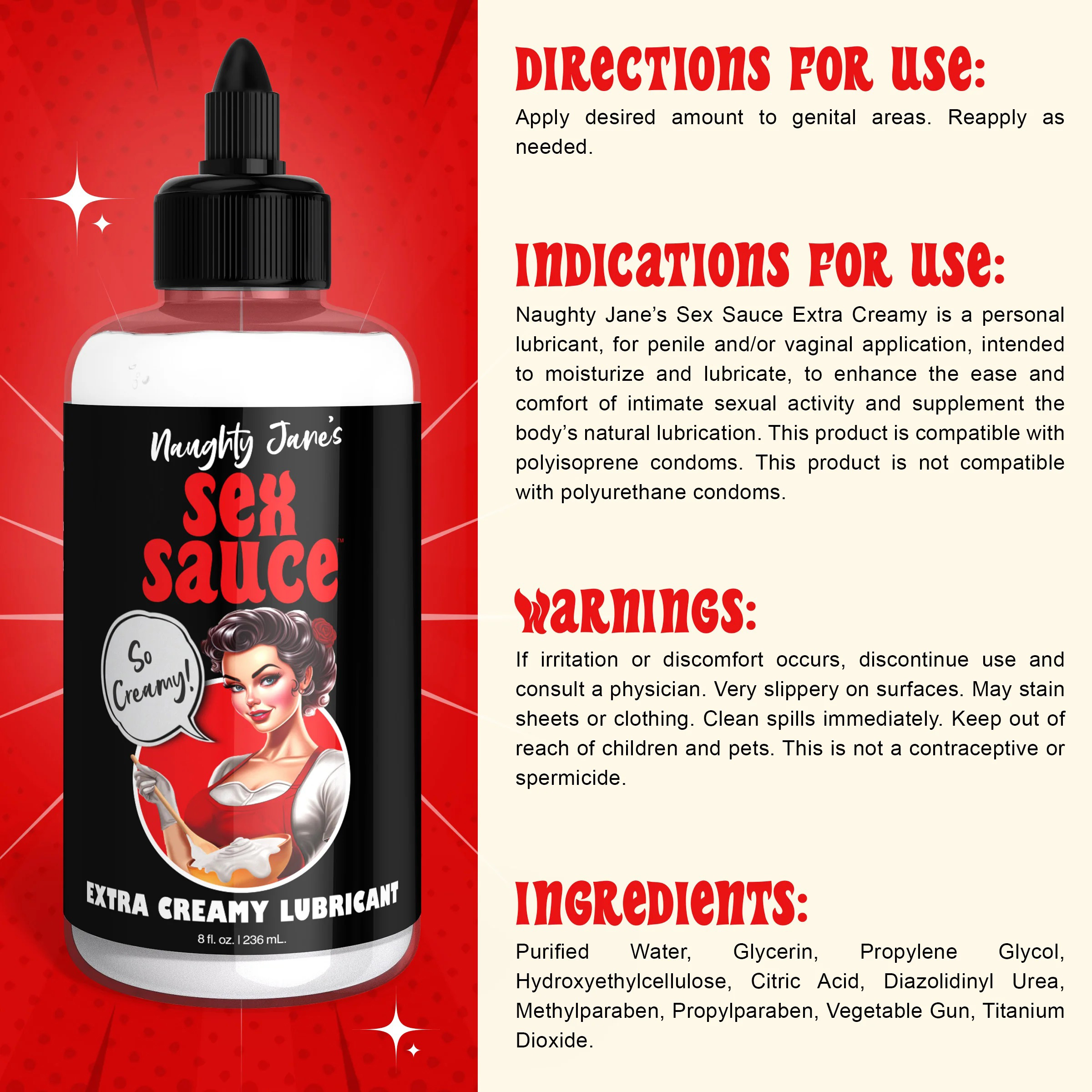 naughty janes sex sauce extra creamy lubricant  oz 